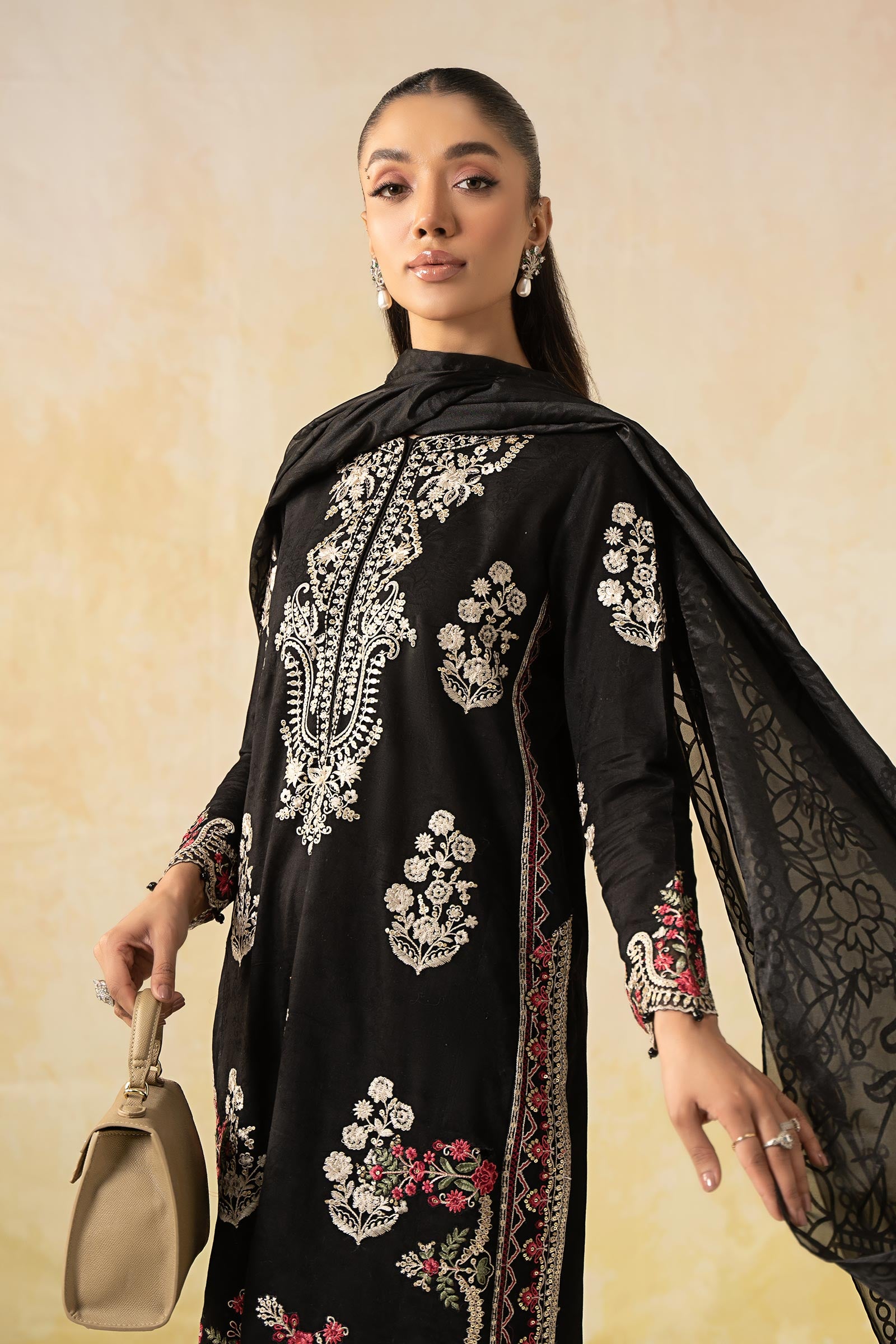 3 Piece Embroidered Self Jacquard Lawn Suit