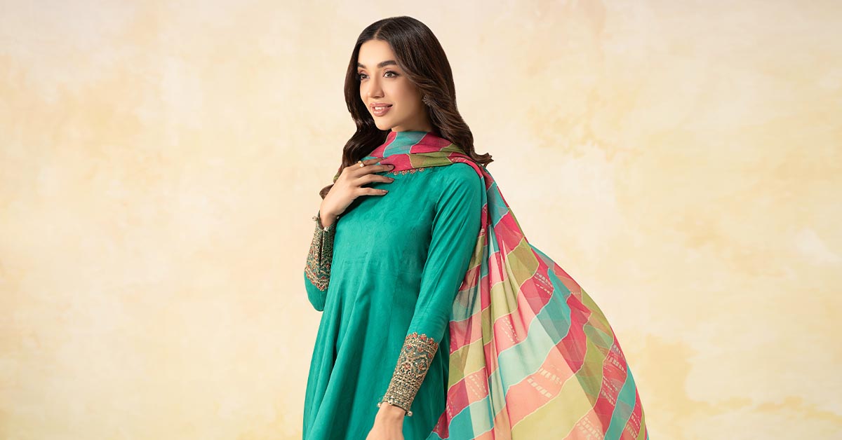 3 Piece Embroidered Self Jacquard Lawn Suit