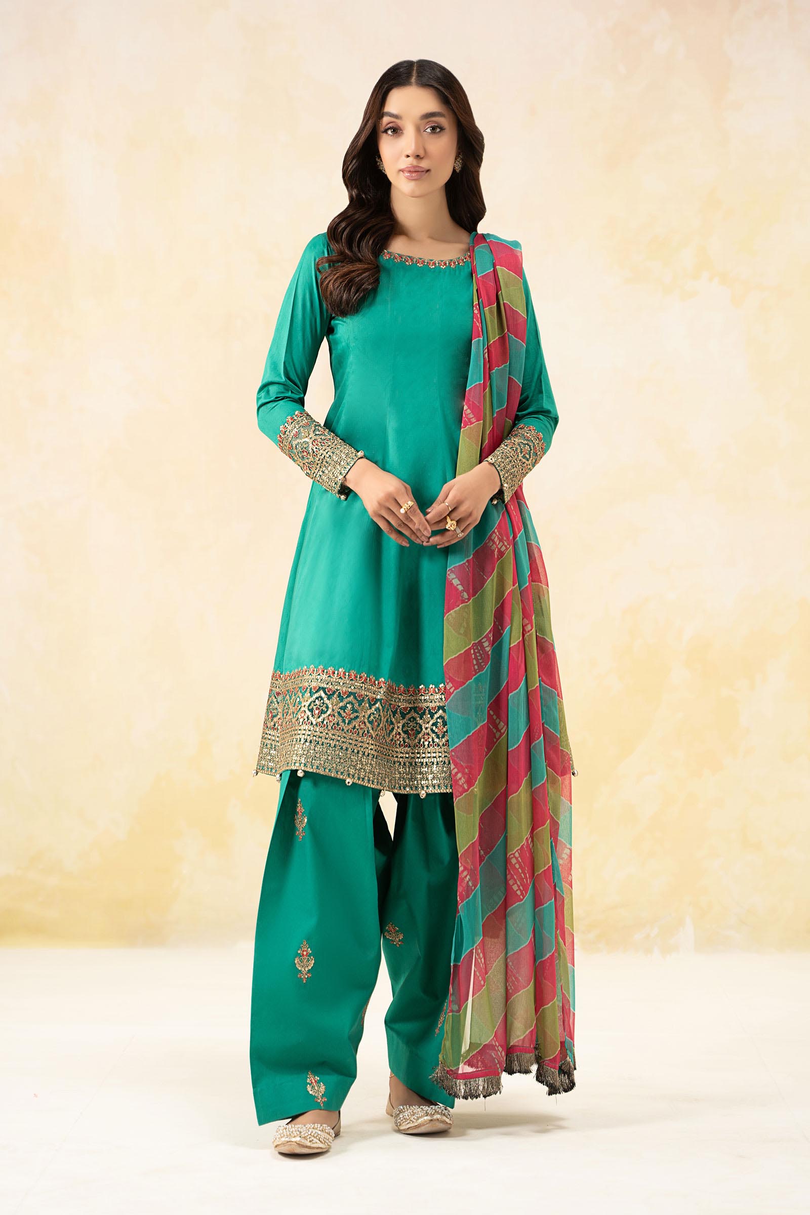 3 Piece Embroidered Self Jacquard Lawn Suit