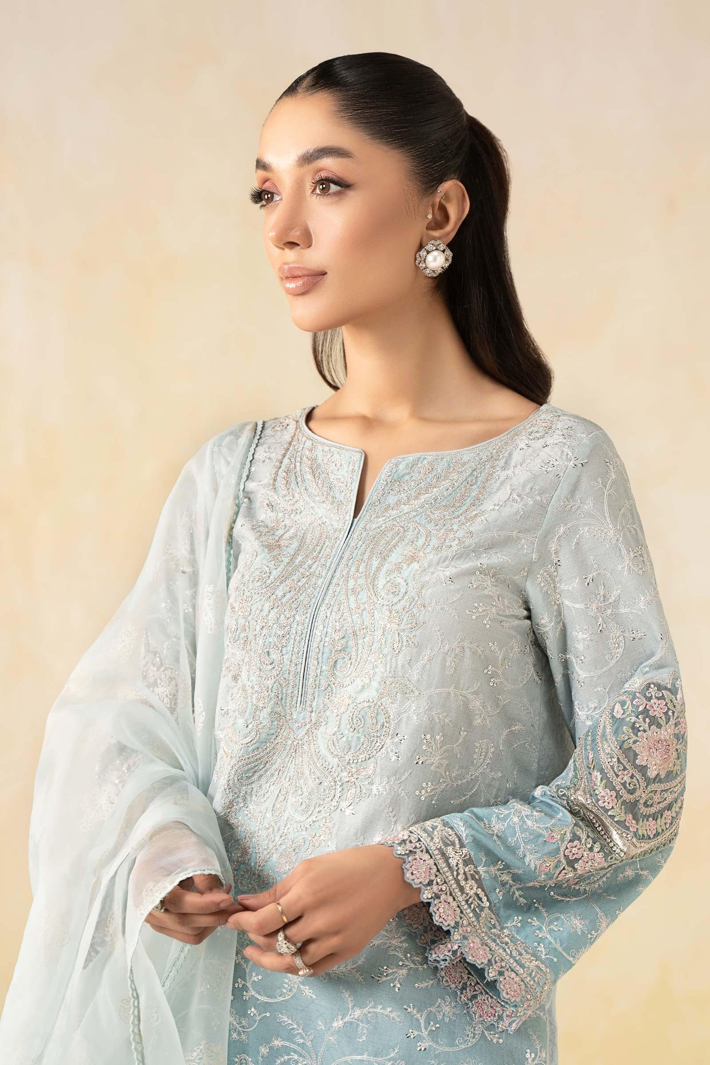 3 Piece Embroidered Self Jacquard Lawn Suit