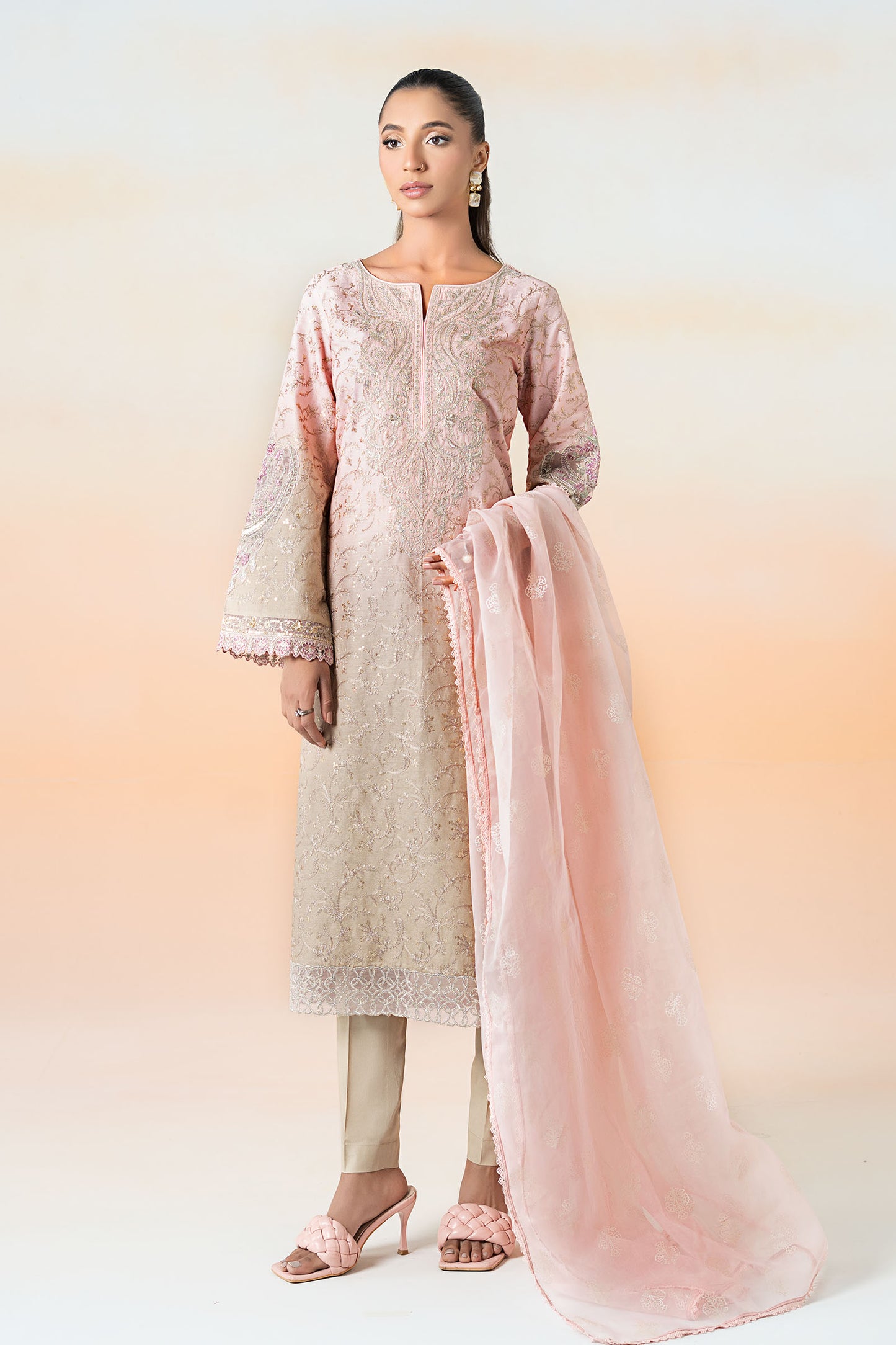 3 Piece Embroidered Self Jacquard Lawn Suit