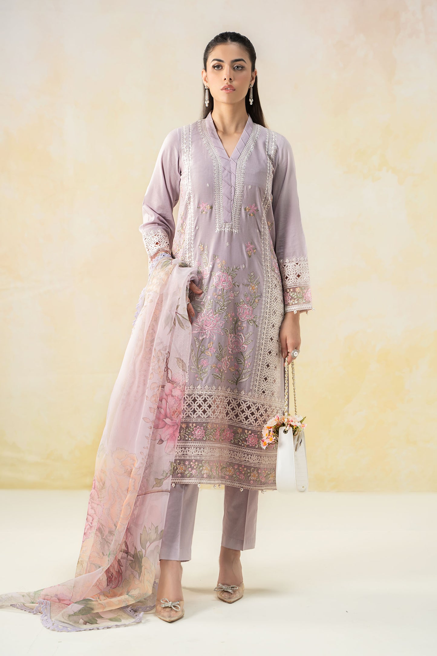 3 Piece Embroidered Dobby Lawn Suit