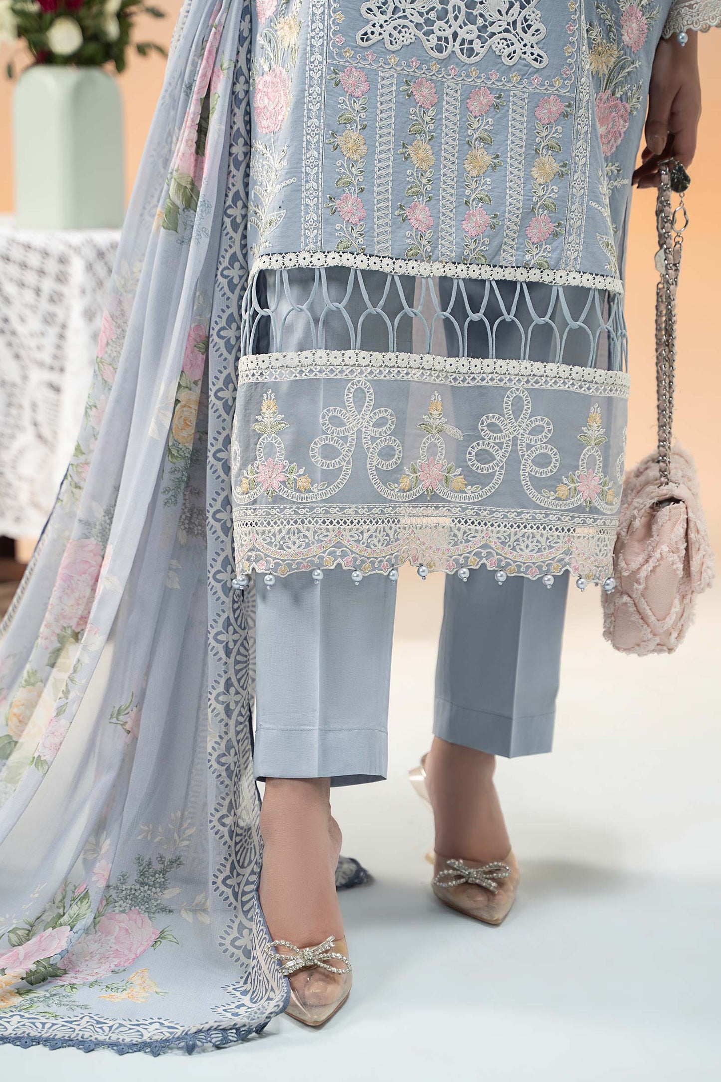 3 Piece Embroidered Dobby Lawn Suit