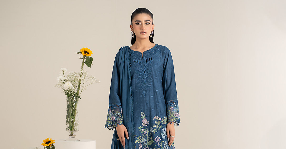 3 Piece Embroidered Self Jacquard Lawn Suit