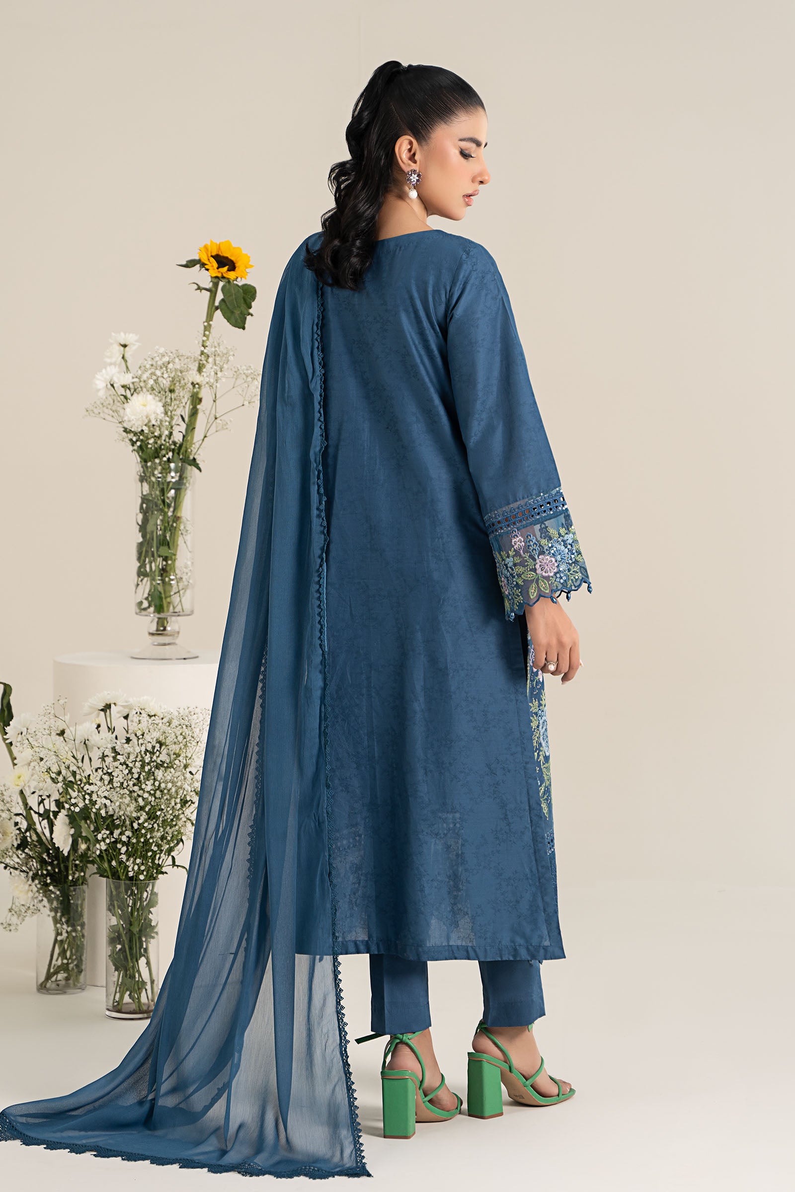 3 Piece Embroidered Self Jacquard Lawn Suit