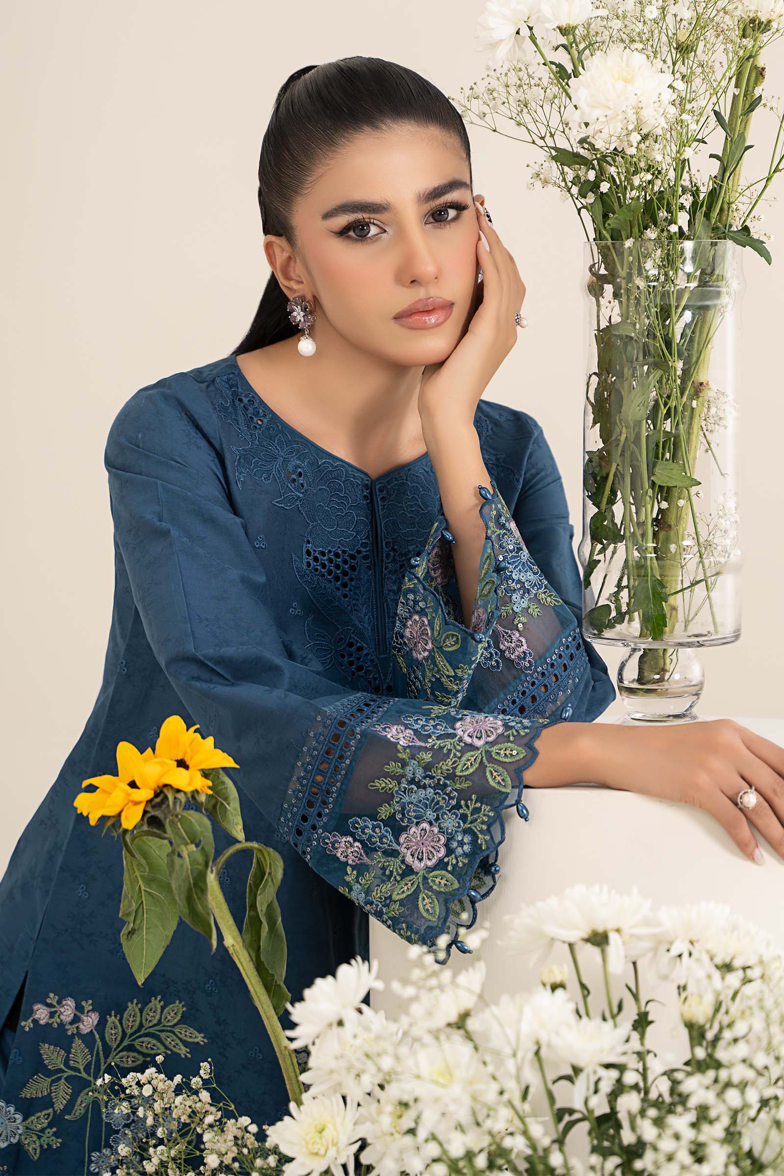 3 Piece Embroidered Self Jacquard Lawn Suit