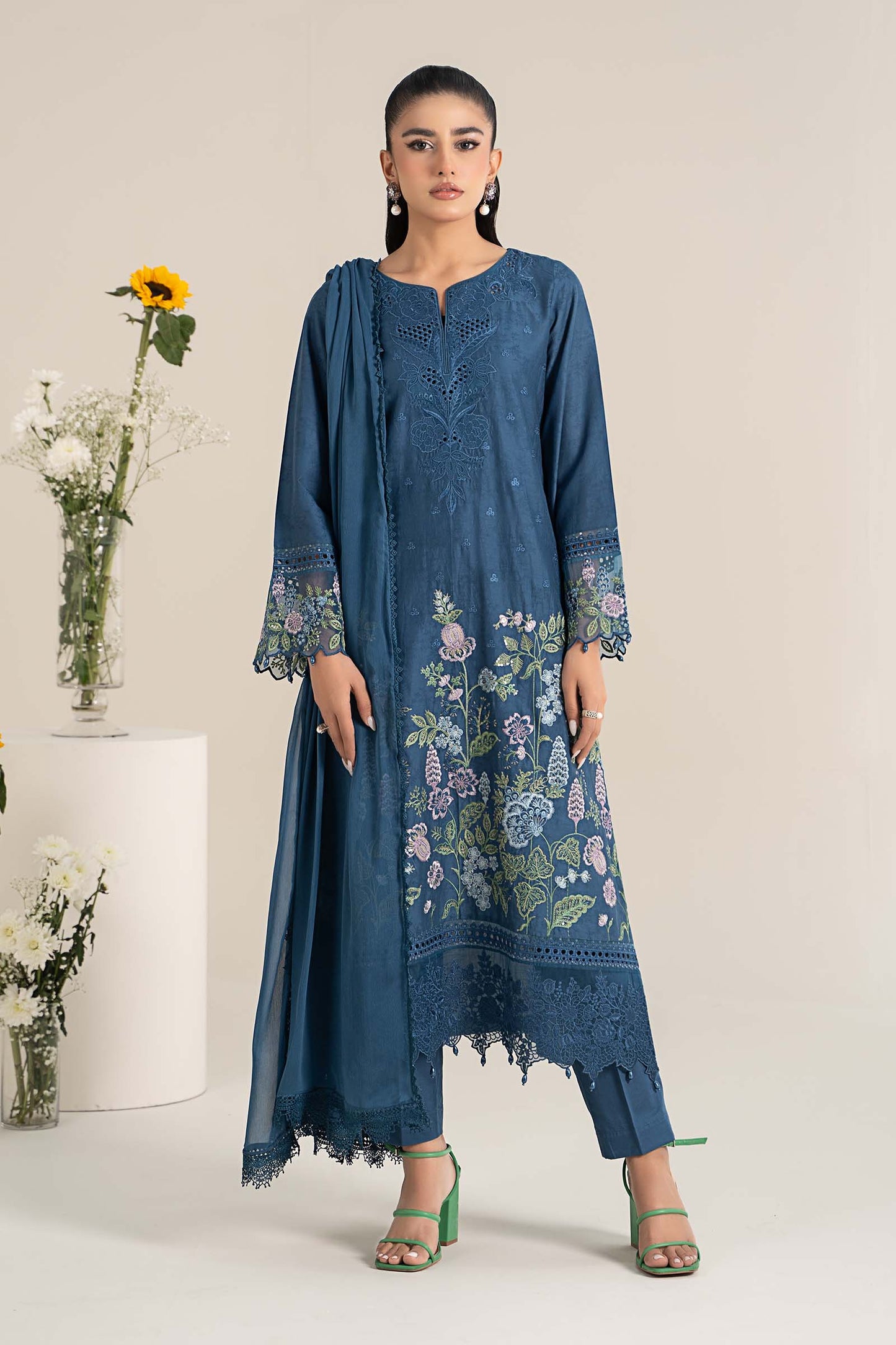 3 Piece Embroidered Self Jacquard Lawn Suit