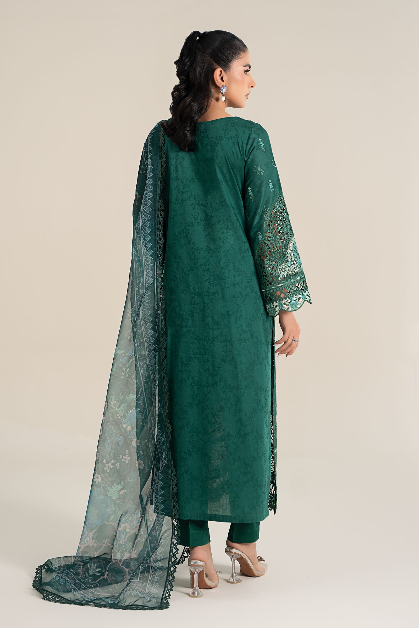 3 Piece Embroidered Self Jacquard Lawn Suit