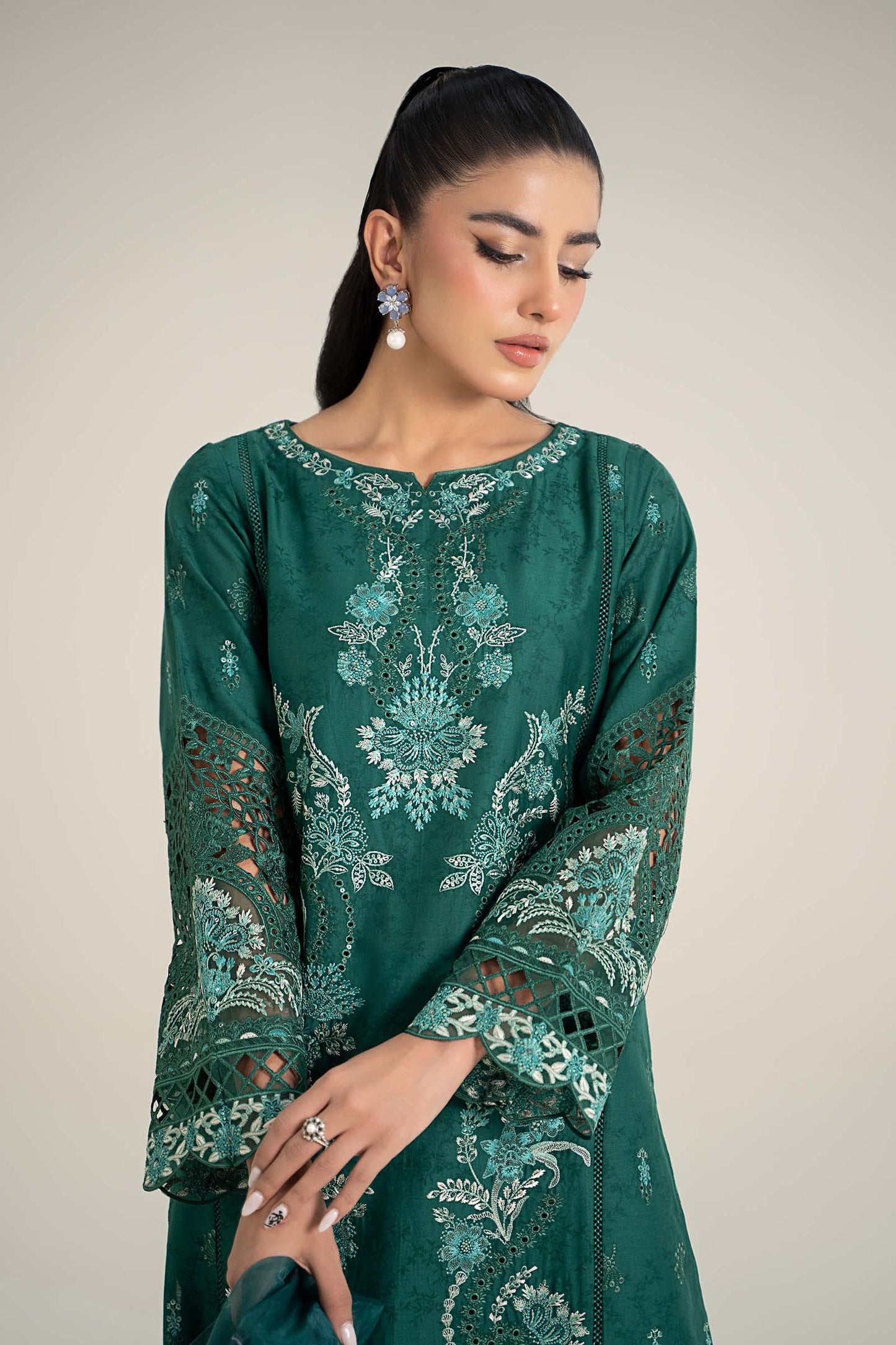3 Piece Embroidered Self Jacquard Lawn Suit