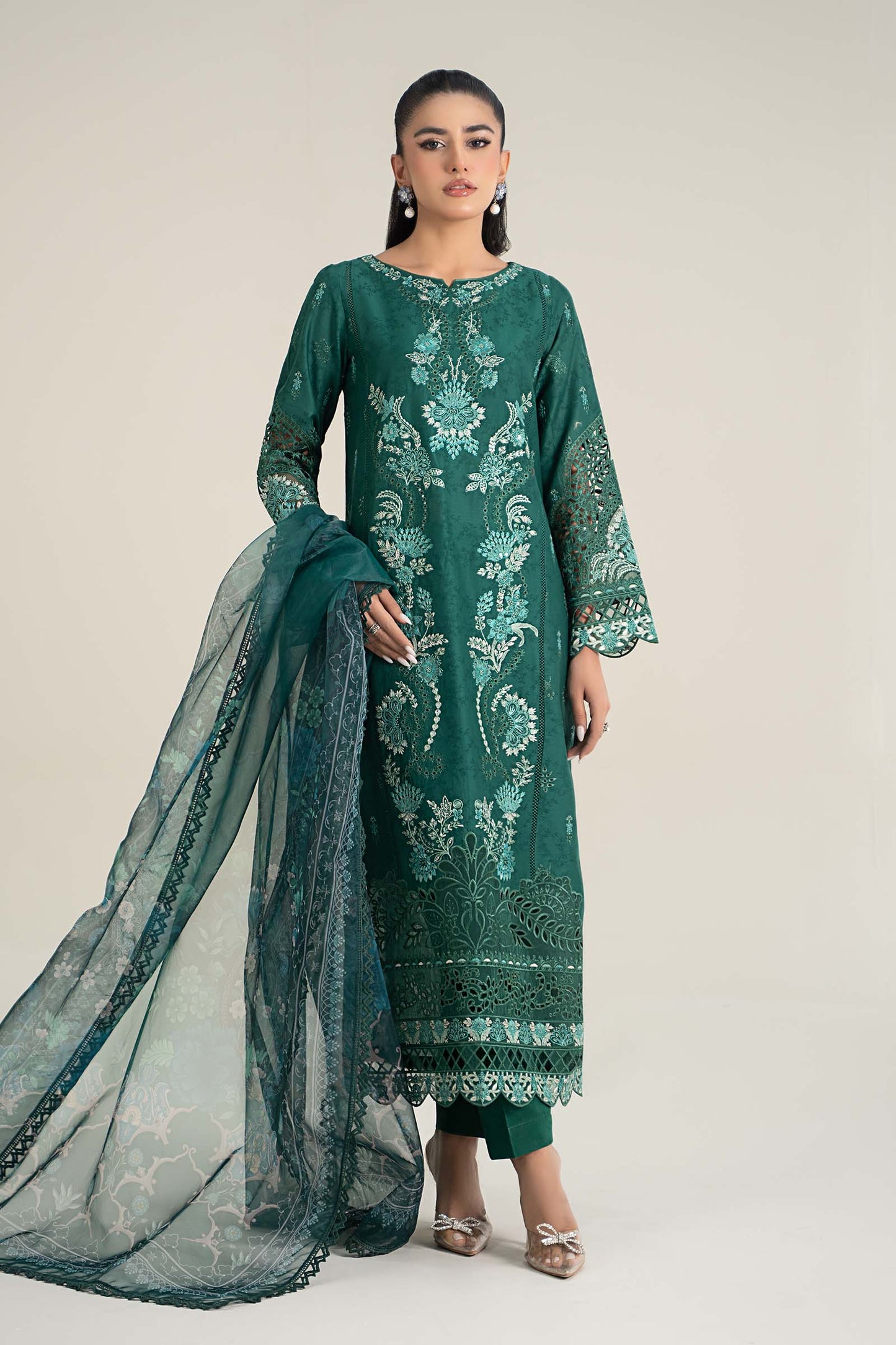 3 Piece Embroidered Self Jacquard Lawn Suit