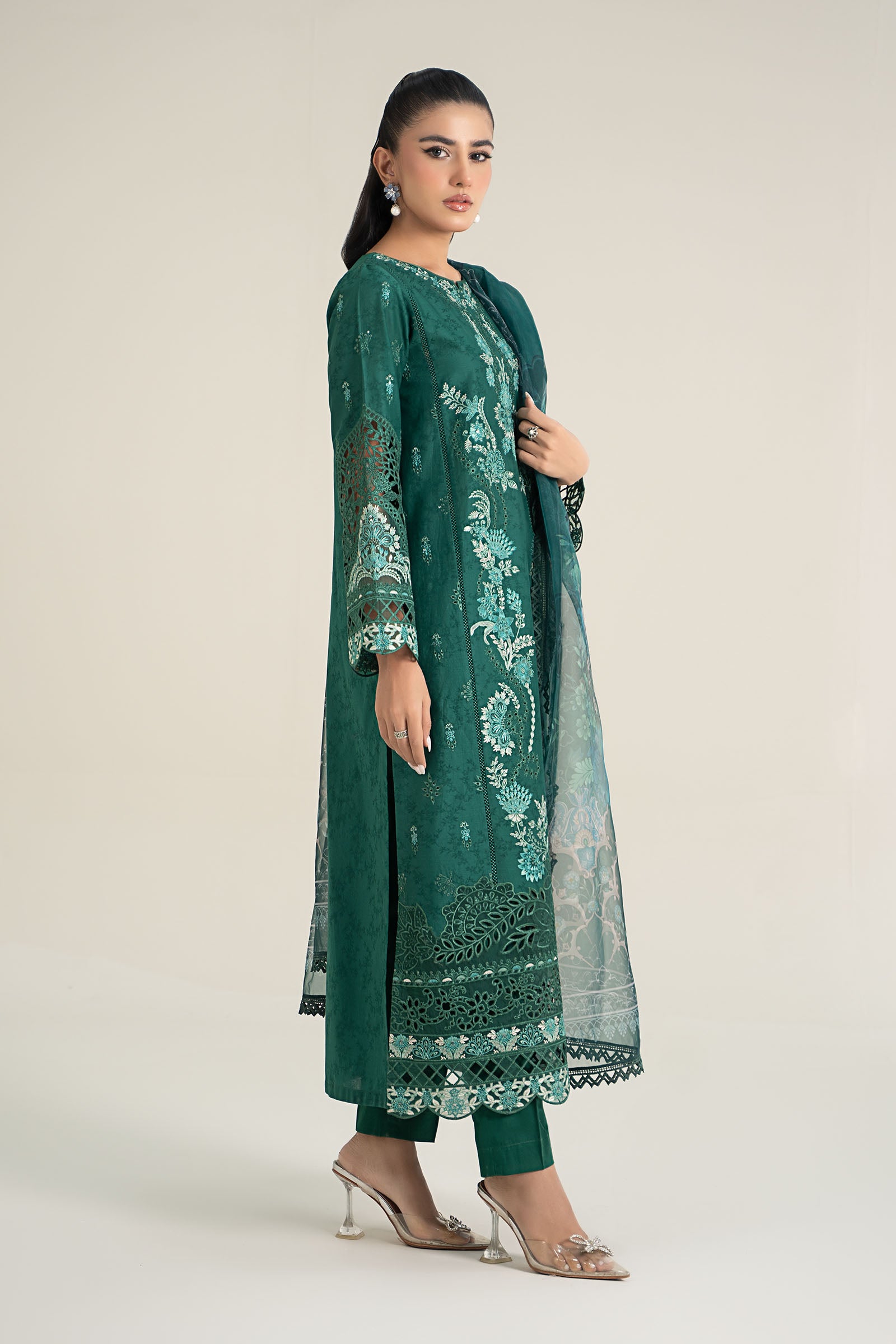 3 Piece Embroidered Self Jacquard Lawn Suit