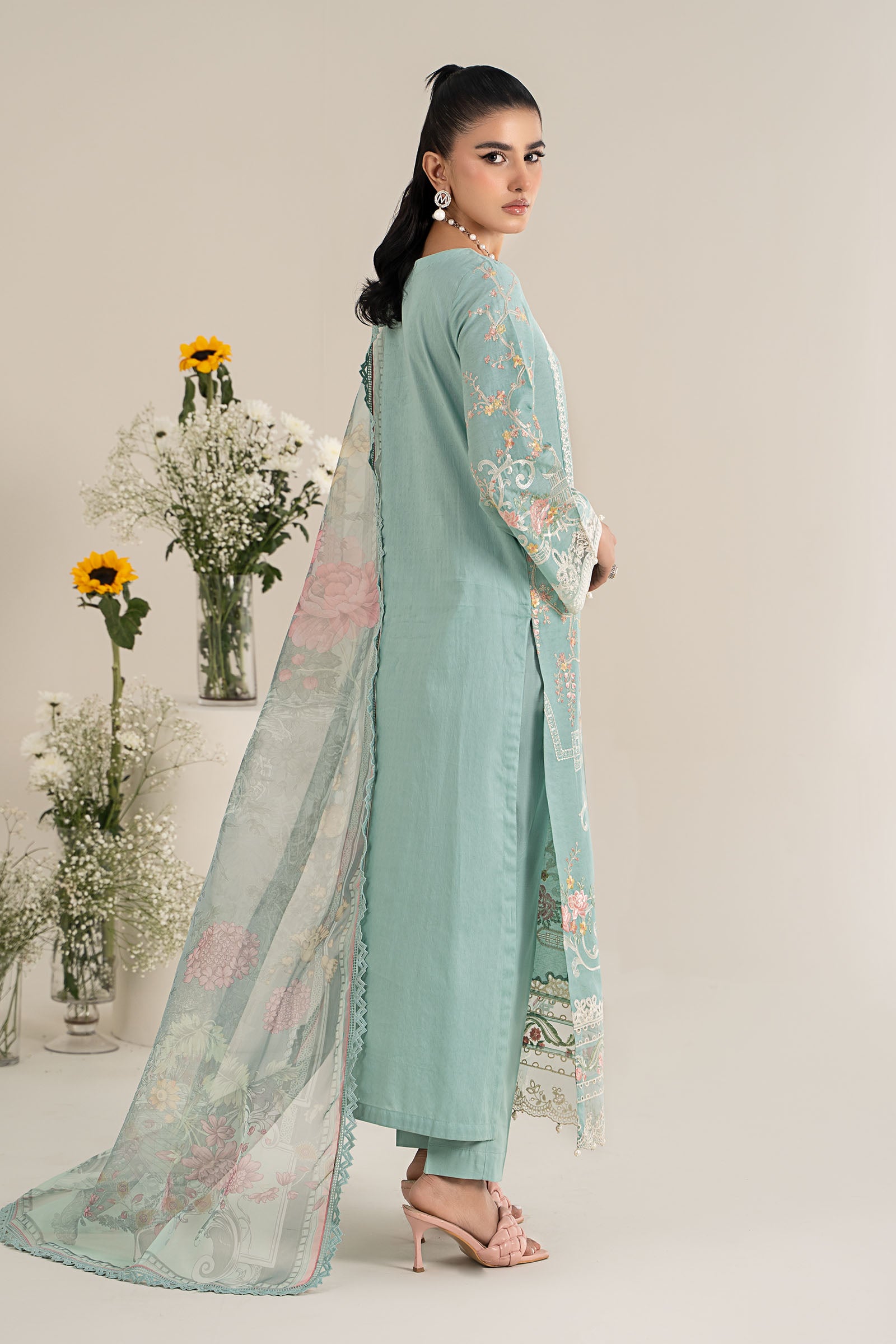 3 Piece Embroidered Self Jacquard Lawn Suit
