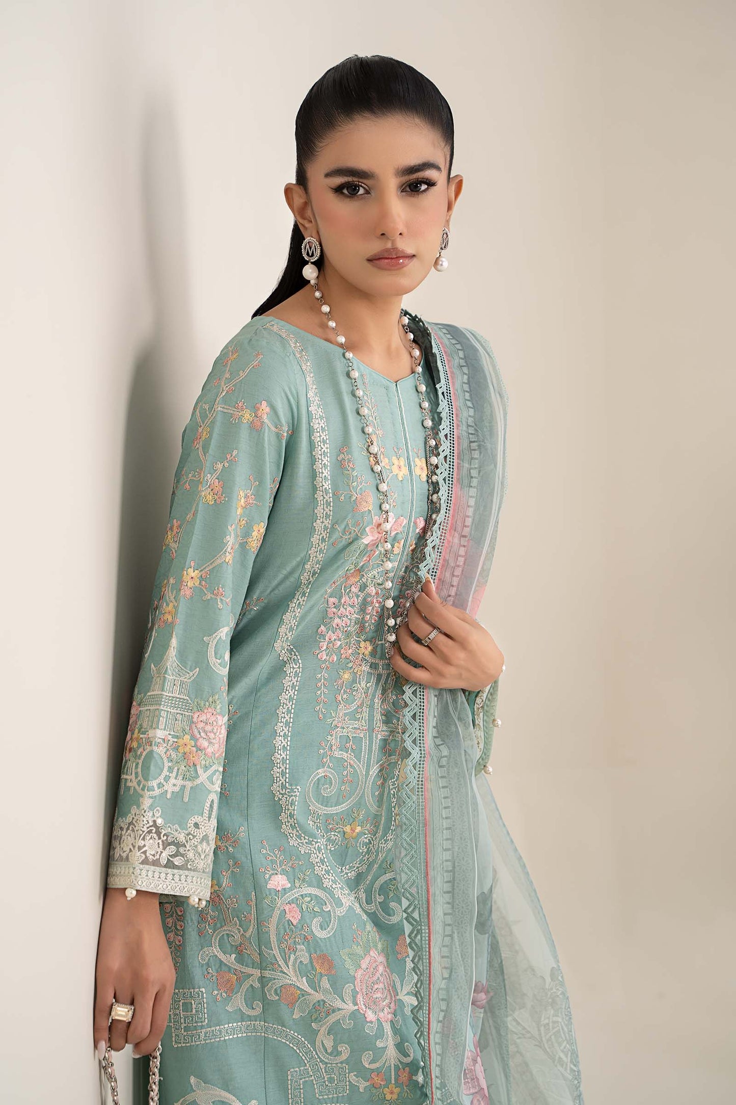3 Piece Embroidered Self Jacquard Lawn Suit