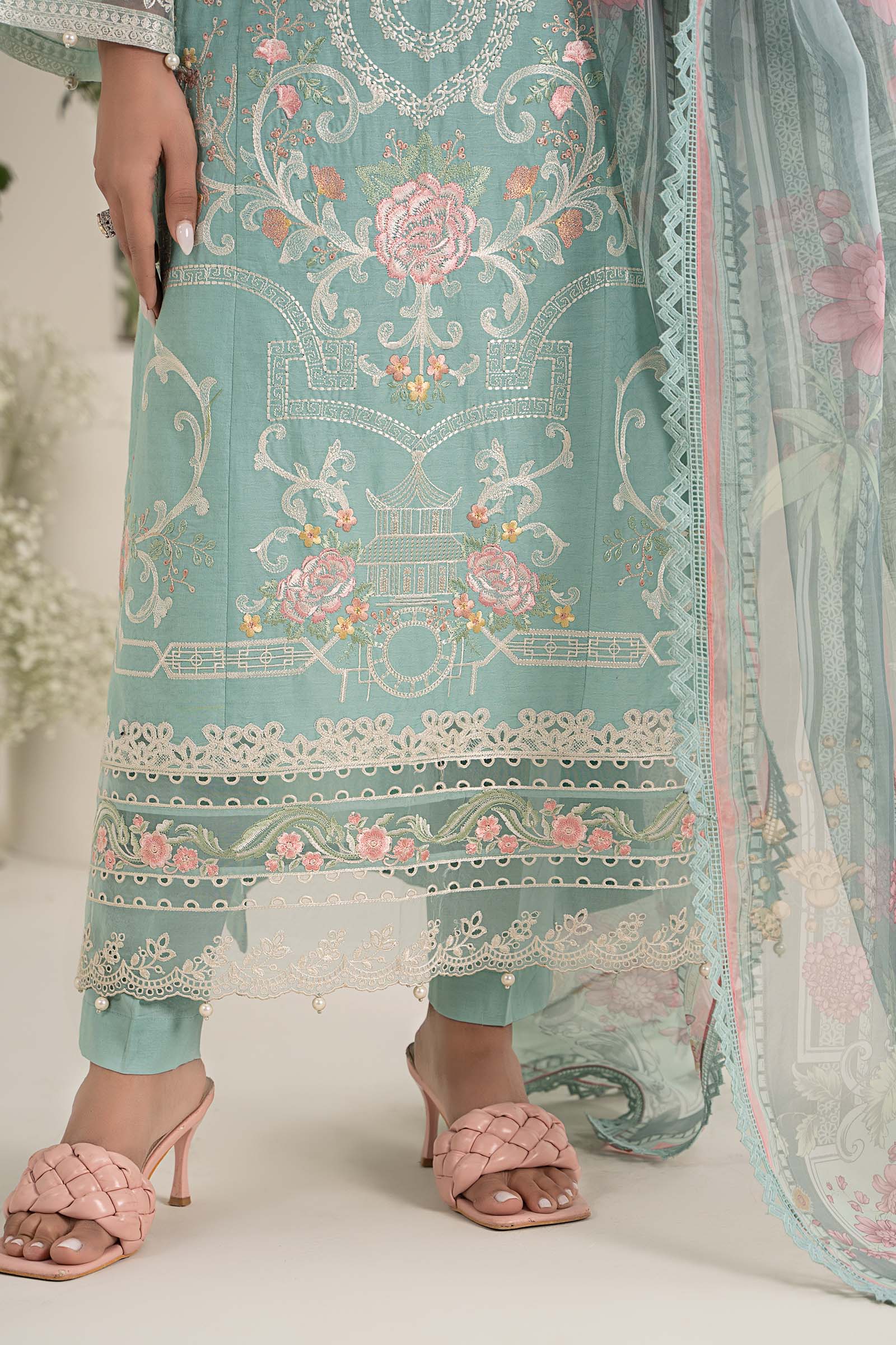 3 Piece Embroidered Self Jacquard Lawn Suit