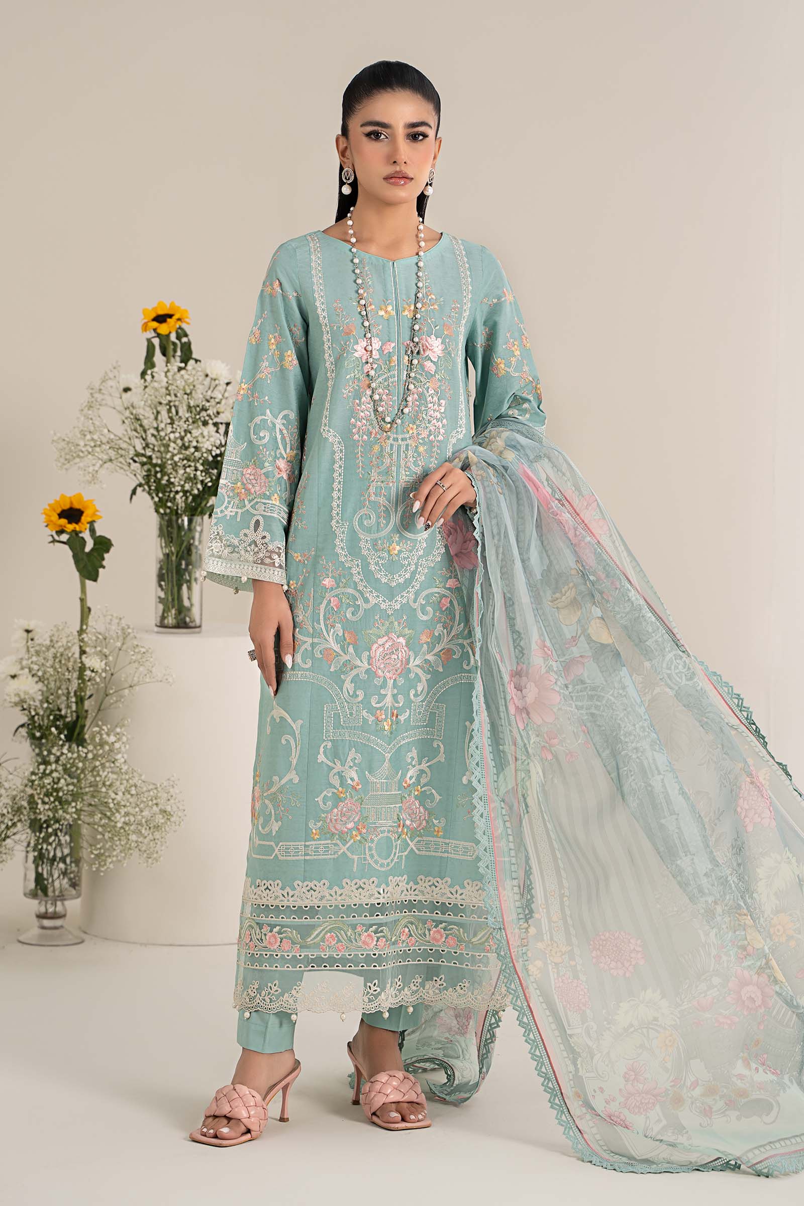 3 Piece Embroidered Self Jacquard Lawn Suit