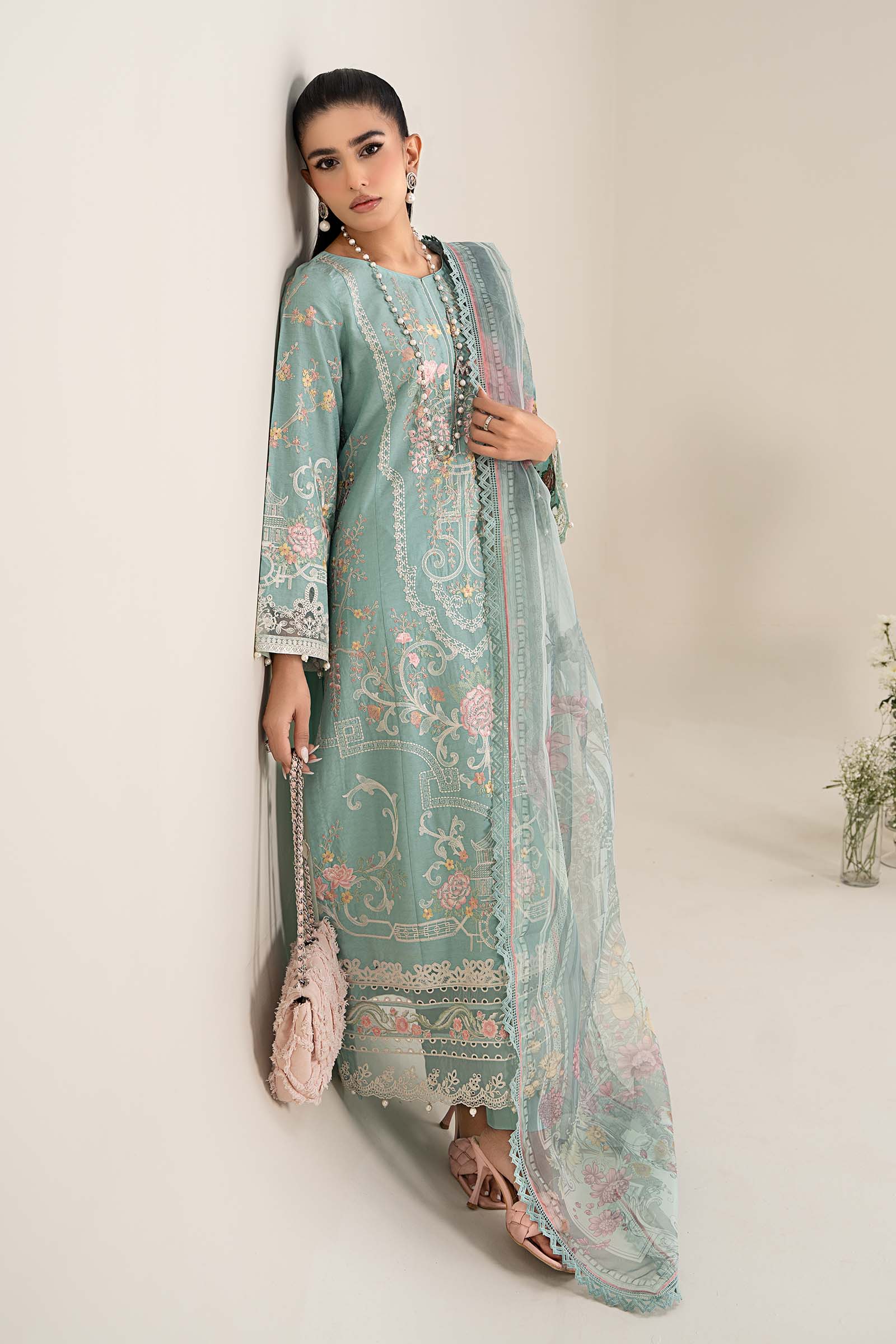 3 Piece Embroidered Self Jacquard Lawn Suit