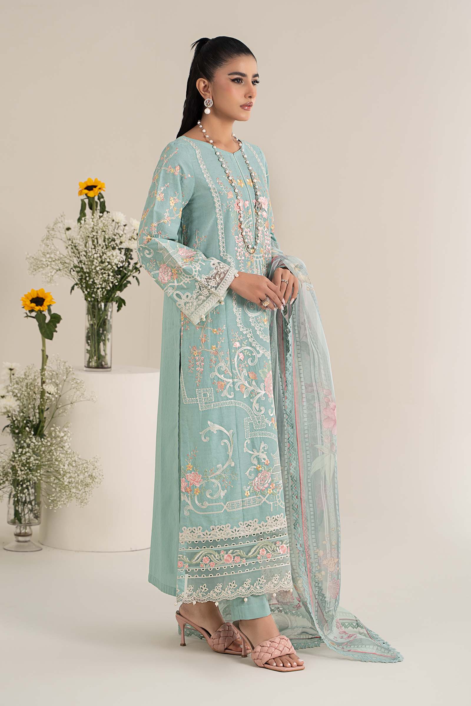 3 Piece Embroidered Self Jacquard Lawn Suit