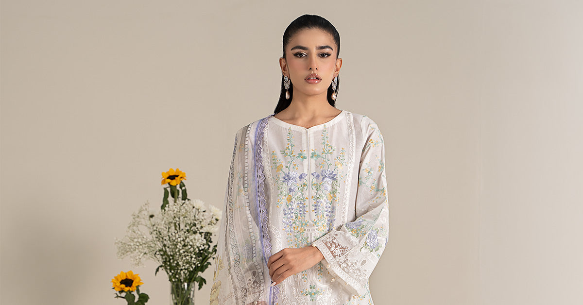 3 Piece Embroidered Self Jacquard Lawn Suit