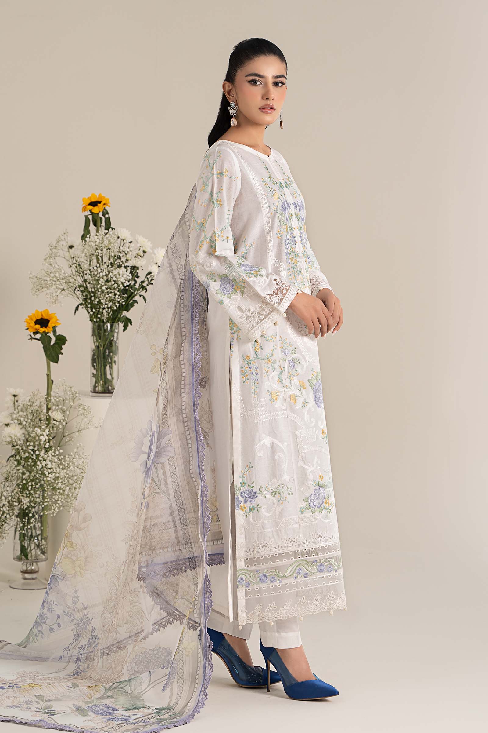 3 Piece Embroidered Self Jacquard Lawn Suit