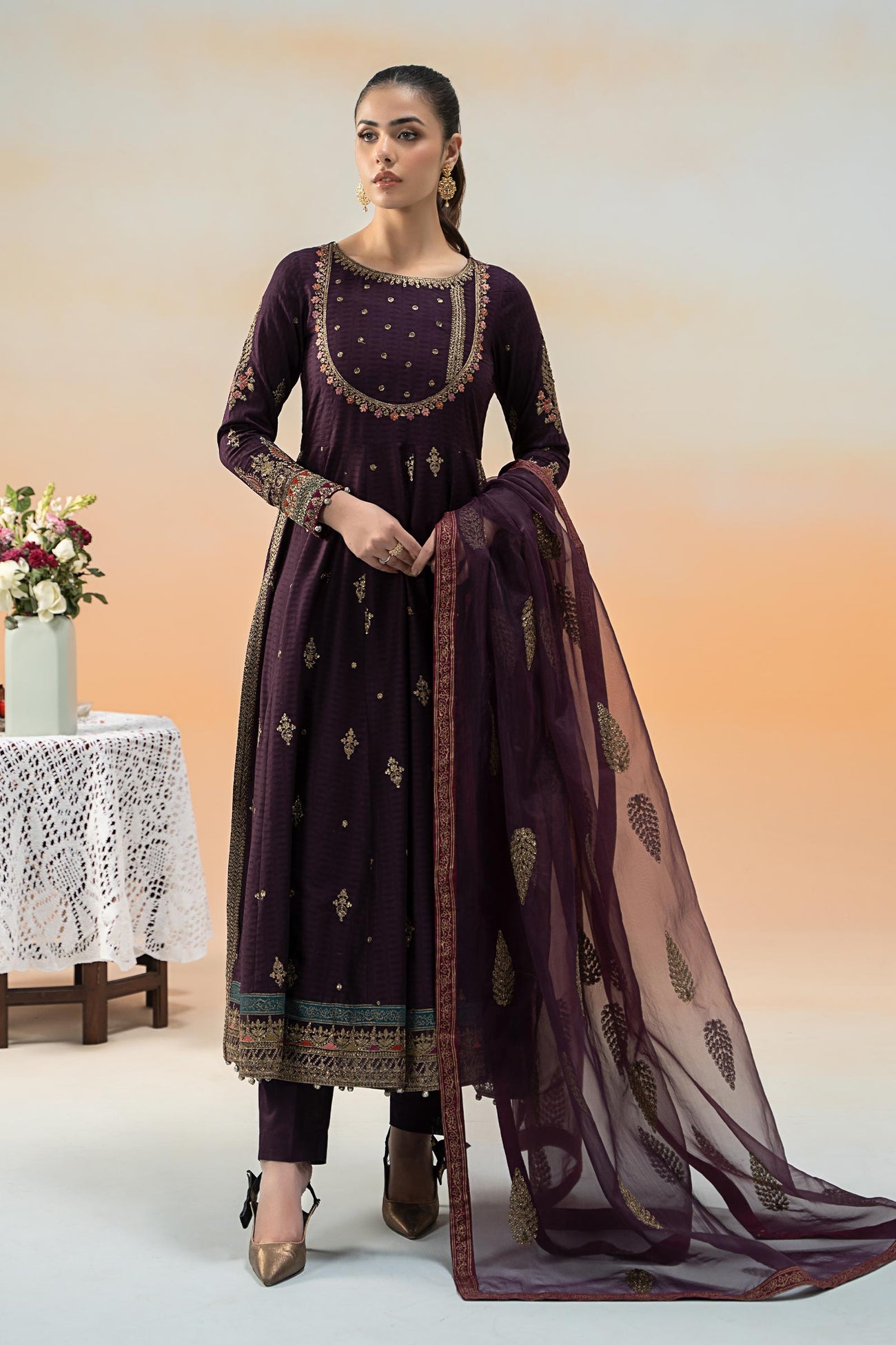 3 Piece Embroidered Doby Lawn Suit