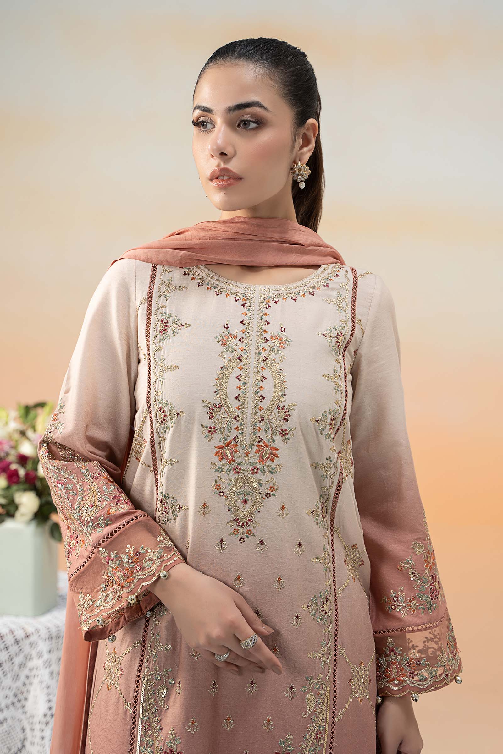 3 Piece Embroidered Self Jacquard Lawn Suit