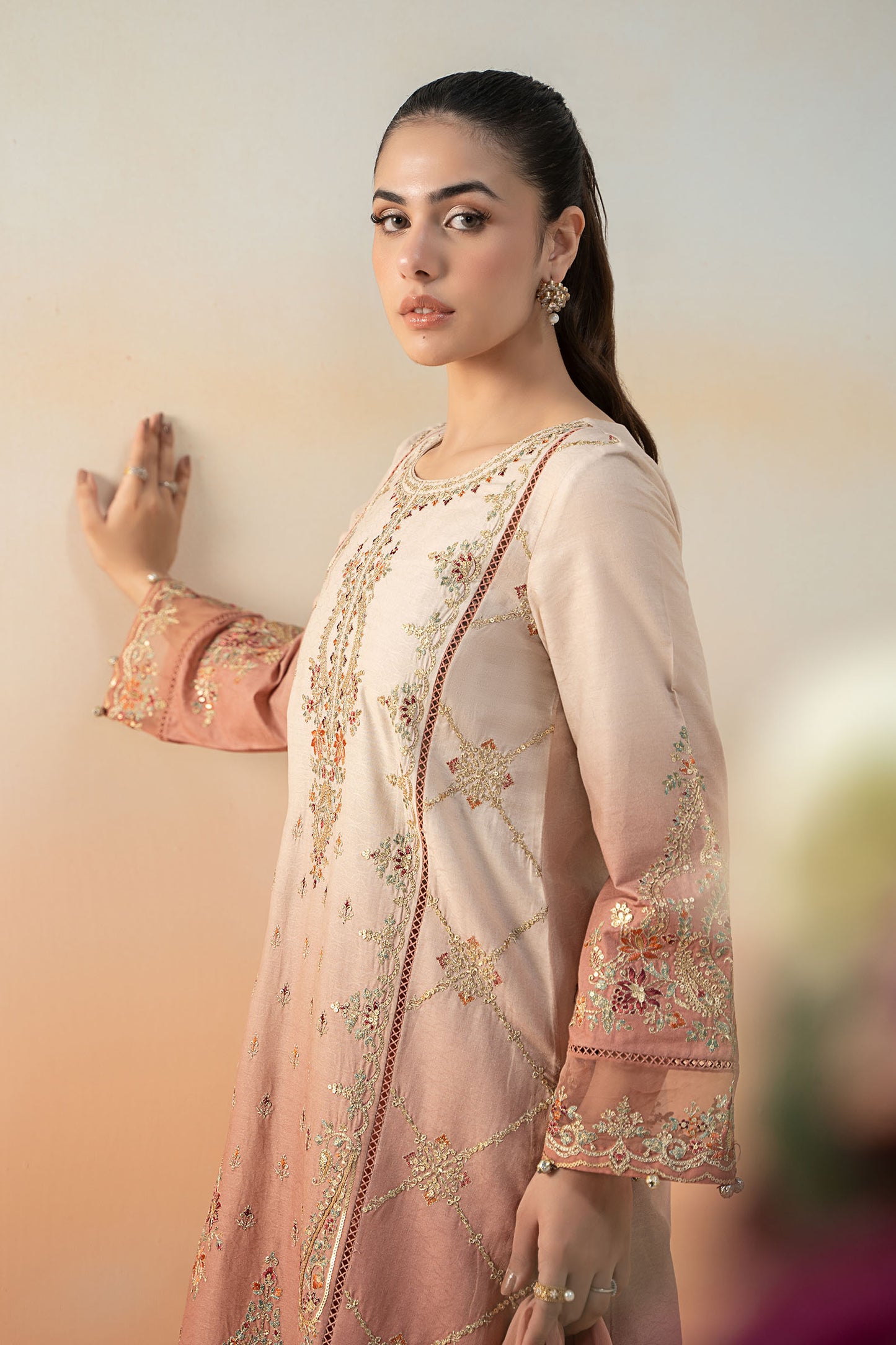 3 Piece Embroidered Self Jacquard Lawn Suit