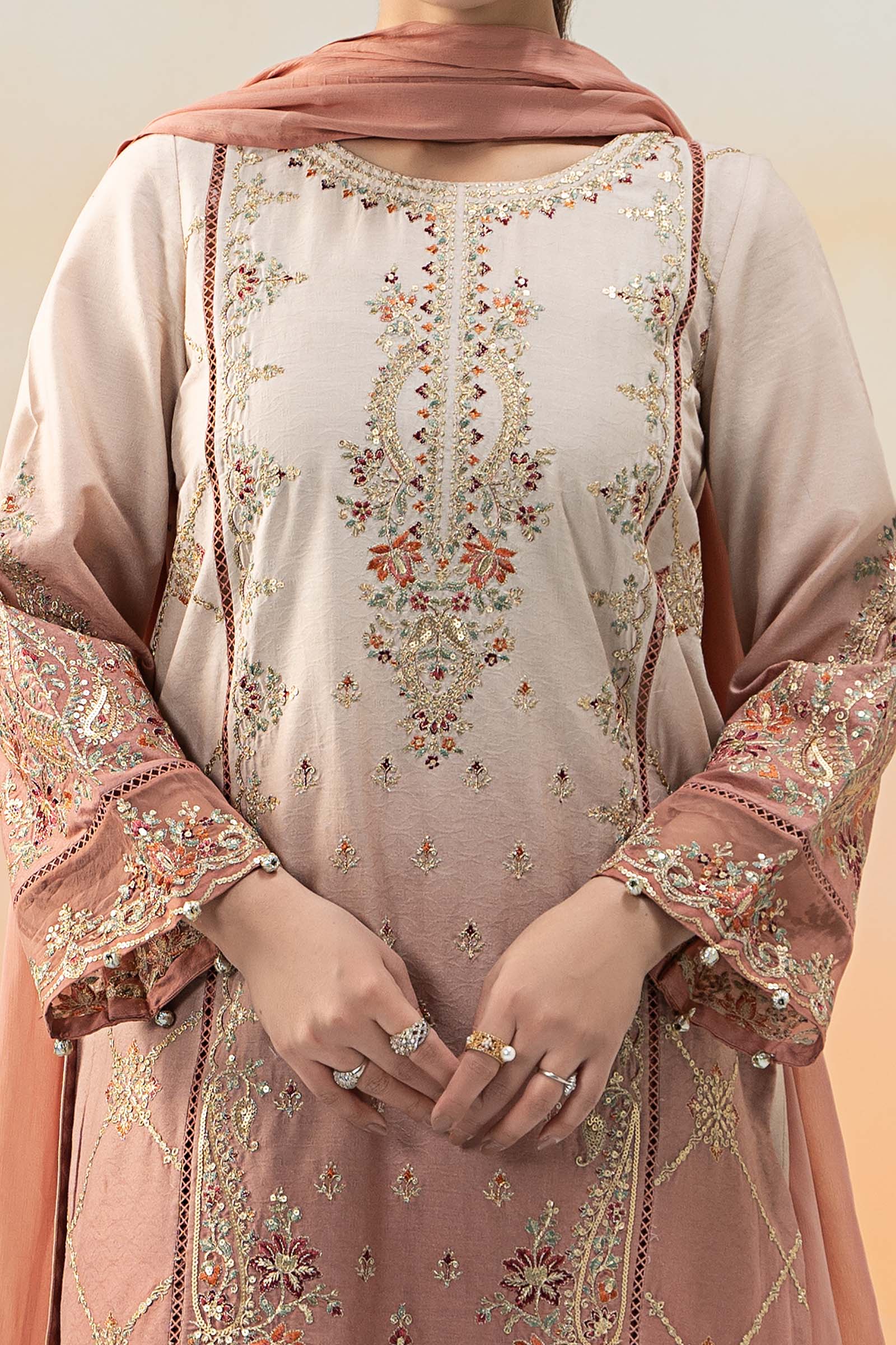 3 Piece Embroidered Self Jacquard Lawn Suit