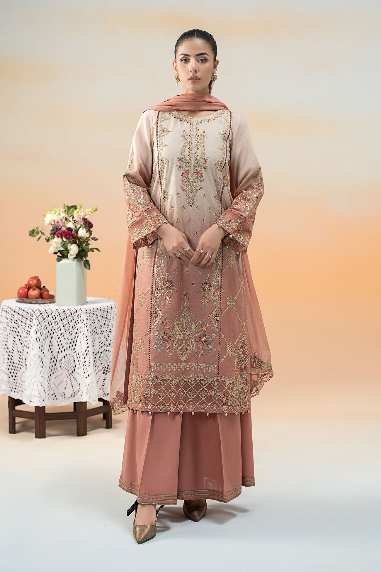 3 Piece Embroidered Self Jacquard Lawn Suit