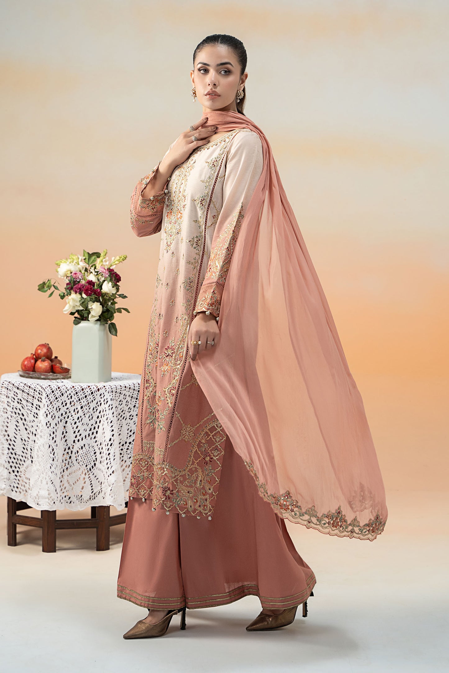 3 Piece Embroidered Self Jacquard Lawn Suit