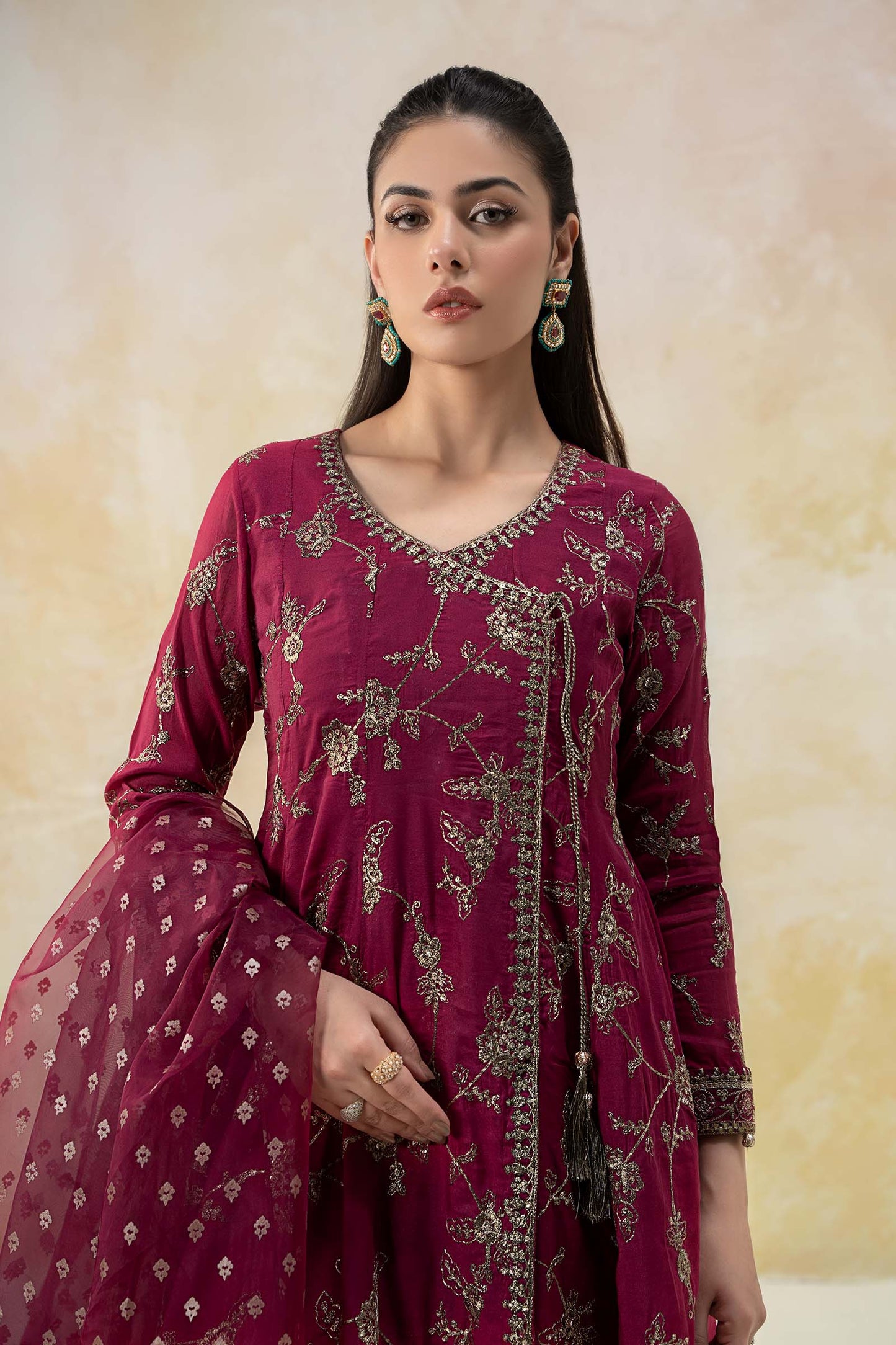 3 Piece Embroidered Paper Cotton Suit