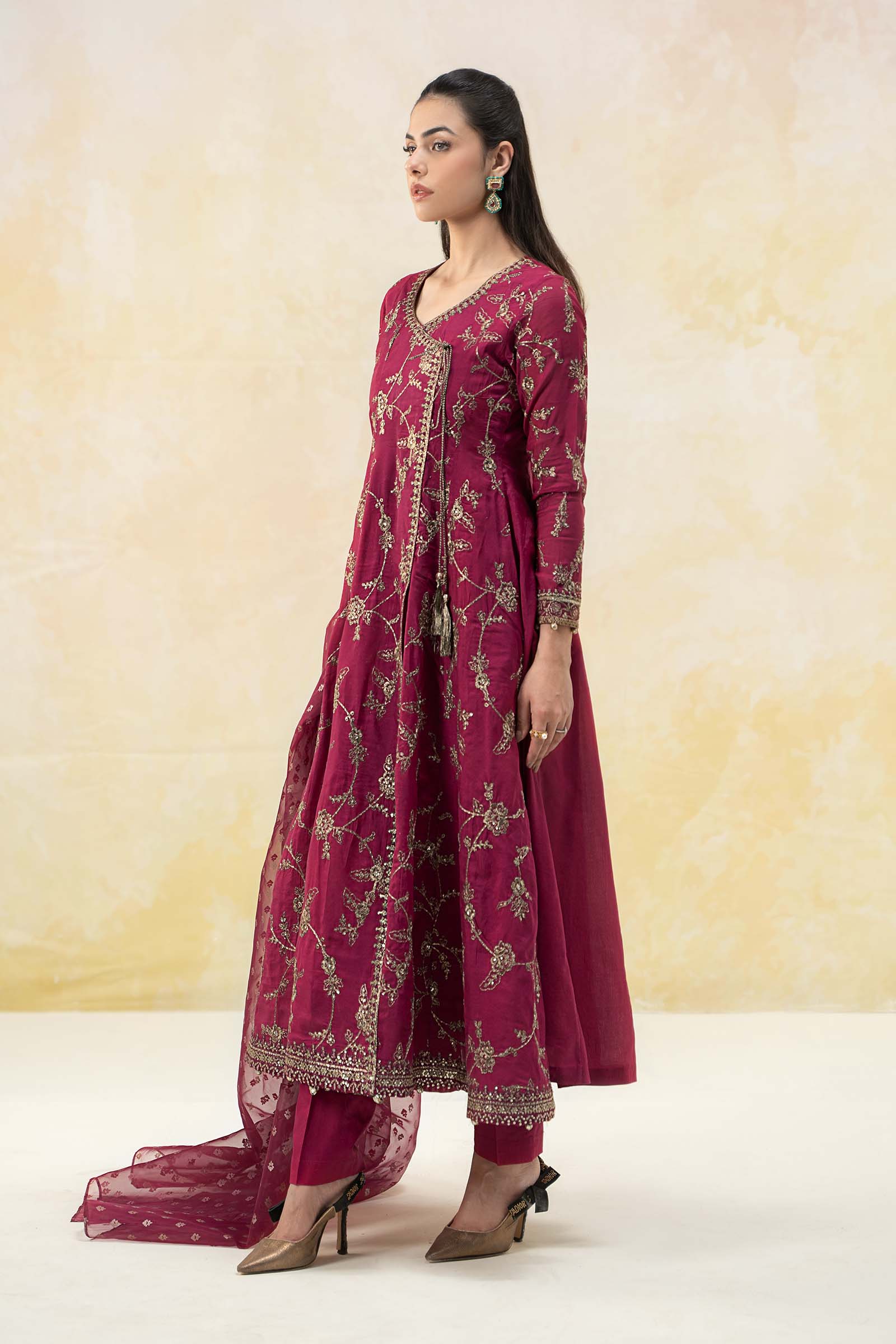 3 Piece Embroidered Paper Cotton Suit