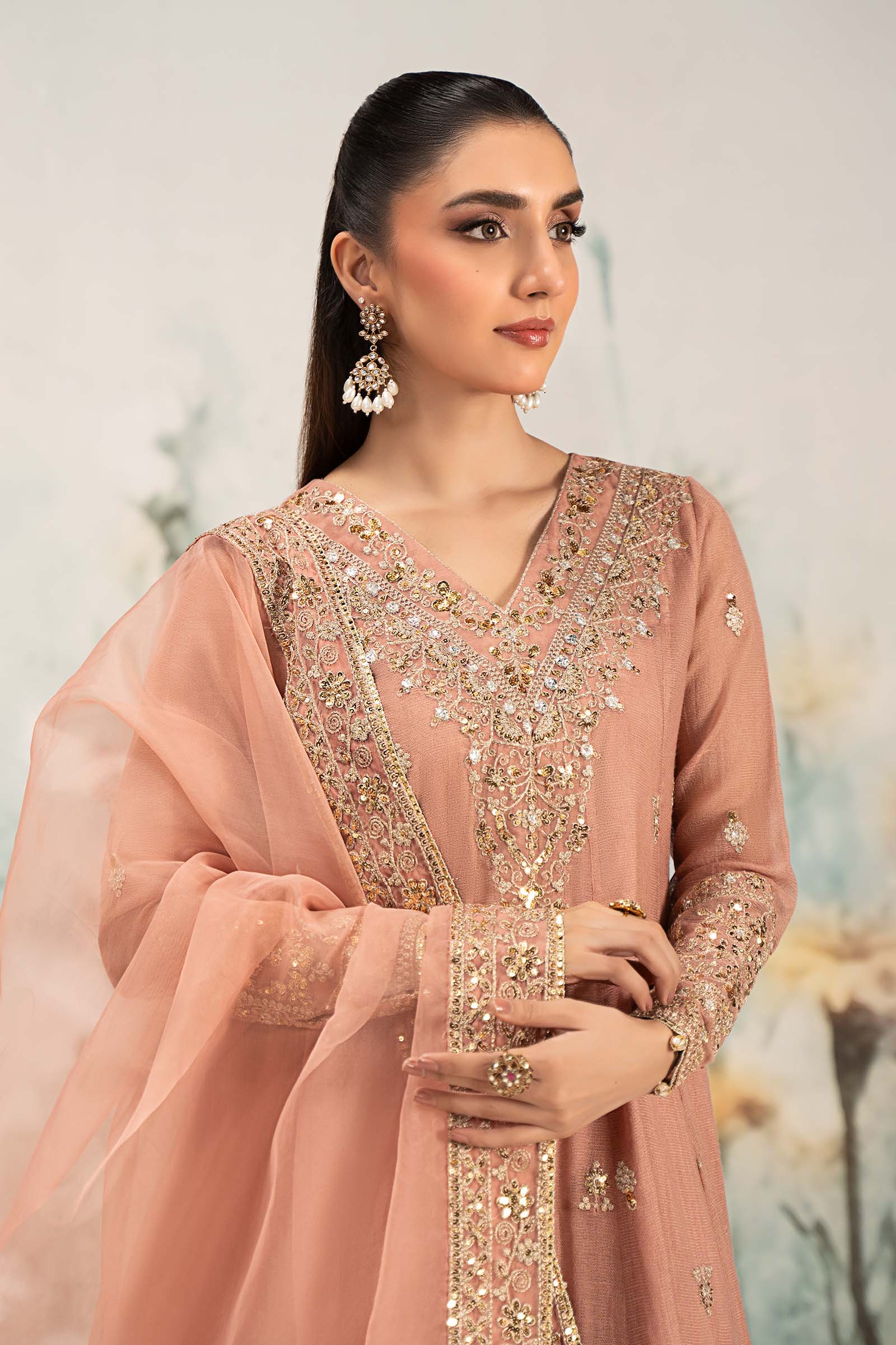 3 Piece Embroidered Cotton Net Suit