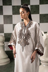 2 Piece Embroidered Striped Cotton Suit