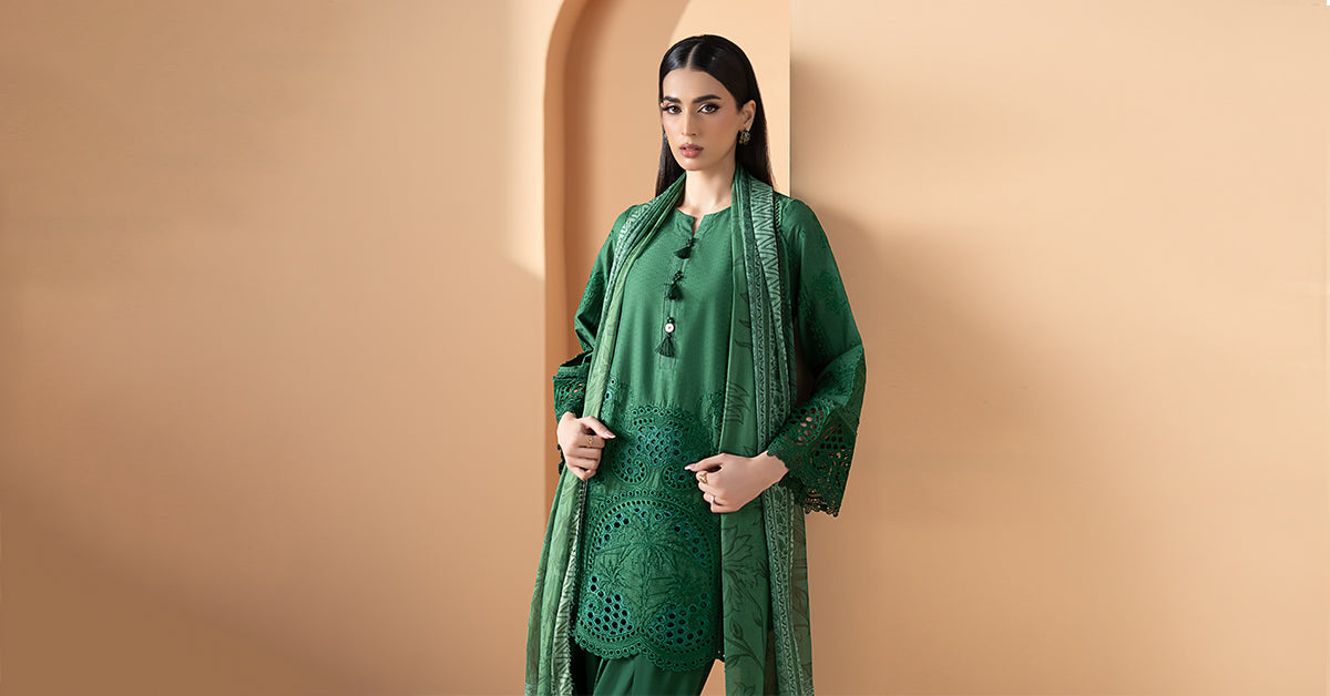 3 Piece Embroidered Dobby Lawn Suit