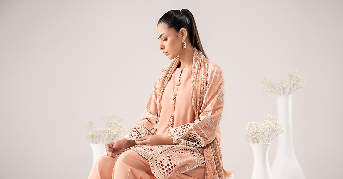 3 Piece Embroidered Dobby Lawn Suit