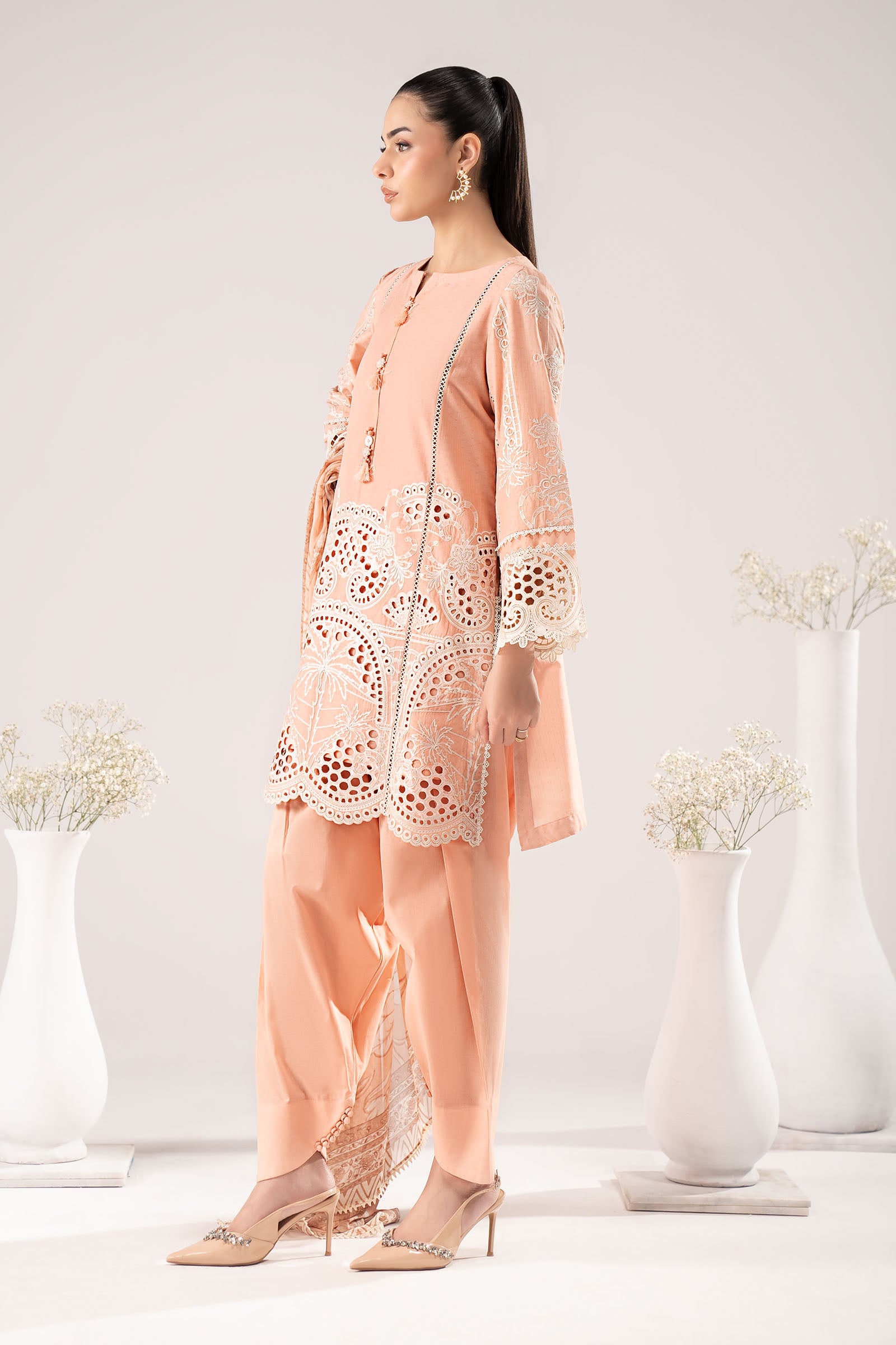 3 Piece Embroidered Dobby Lawn Suit