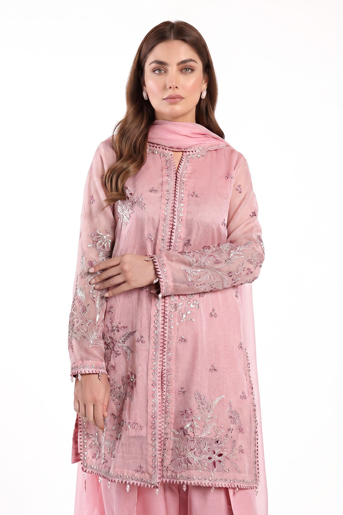 3 Piece Embroidered Cotton Net Suit