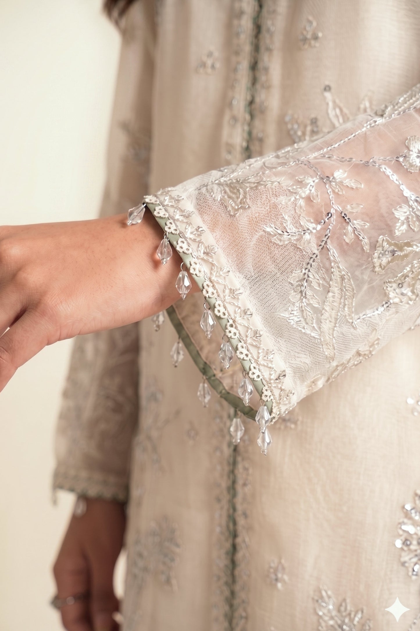 3 Piece Embroidered Cotton Net Suit