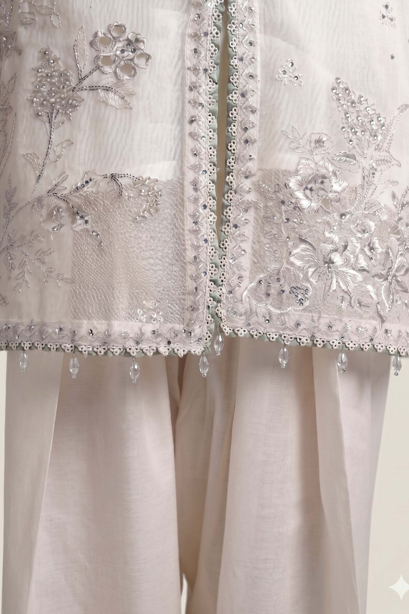 3 Piece Embroidered Cotton Net Suit