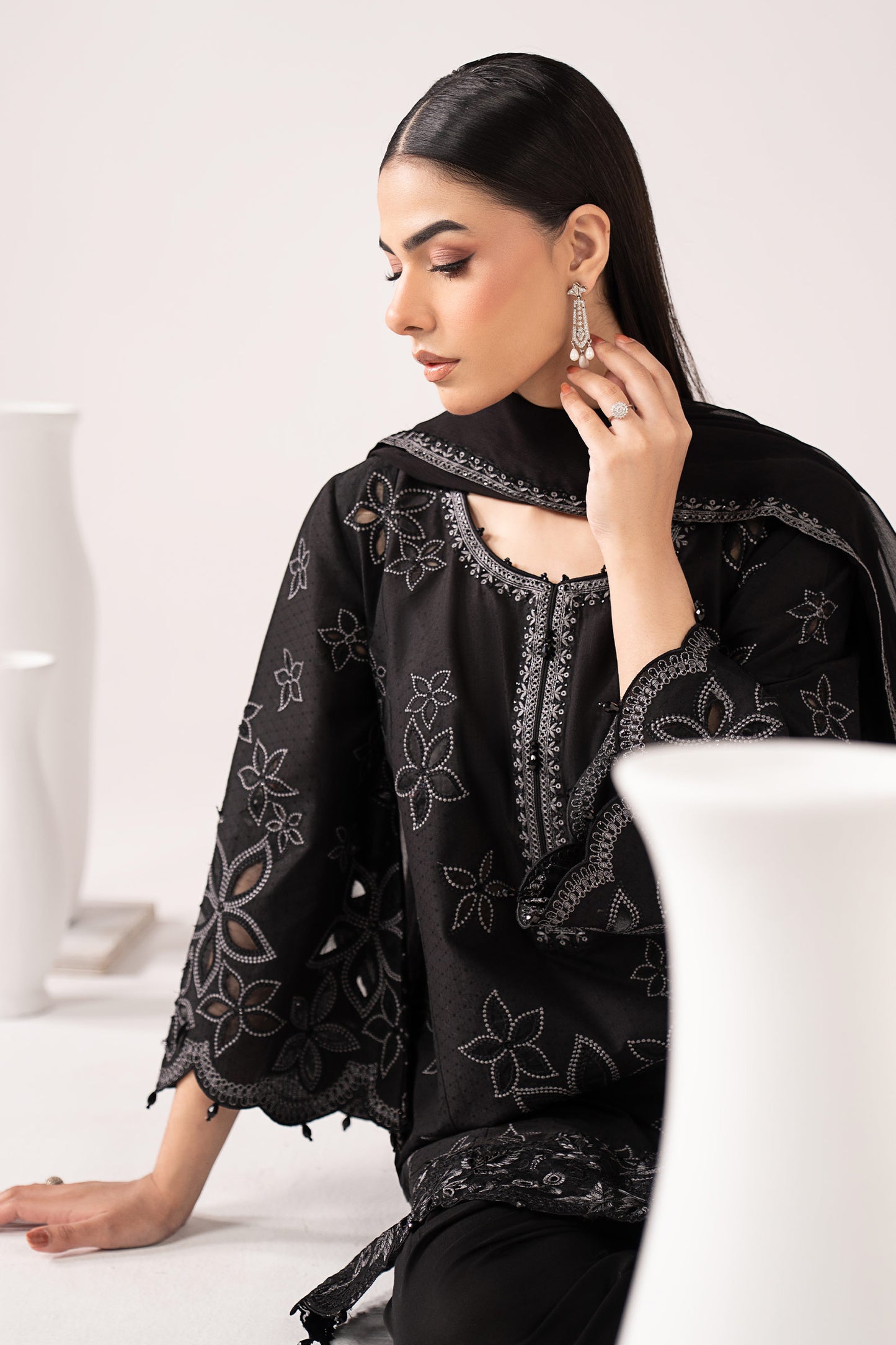 3 Piece Embroidered Dobby Lawn Suit