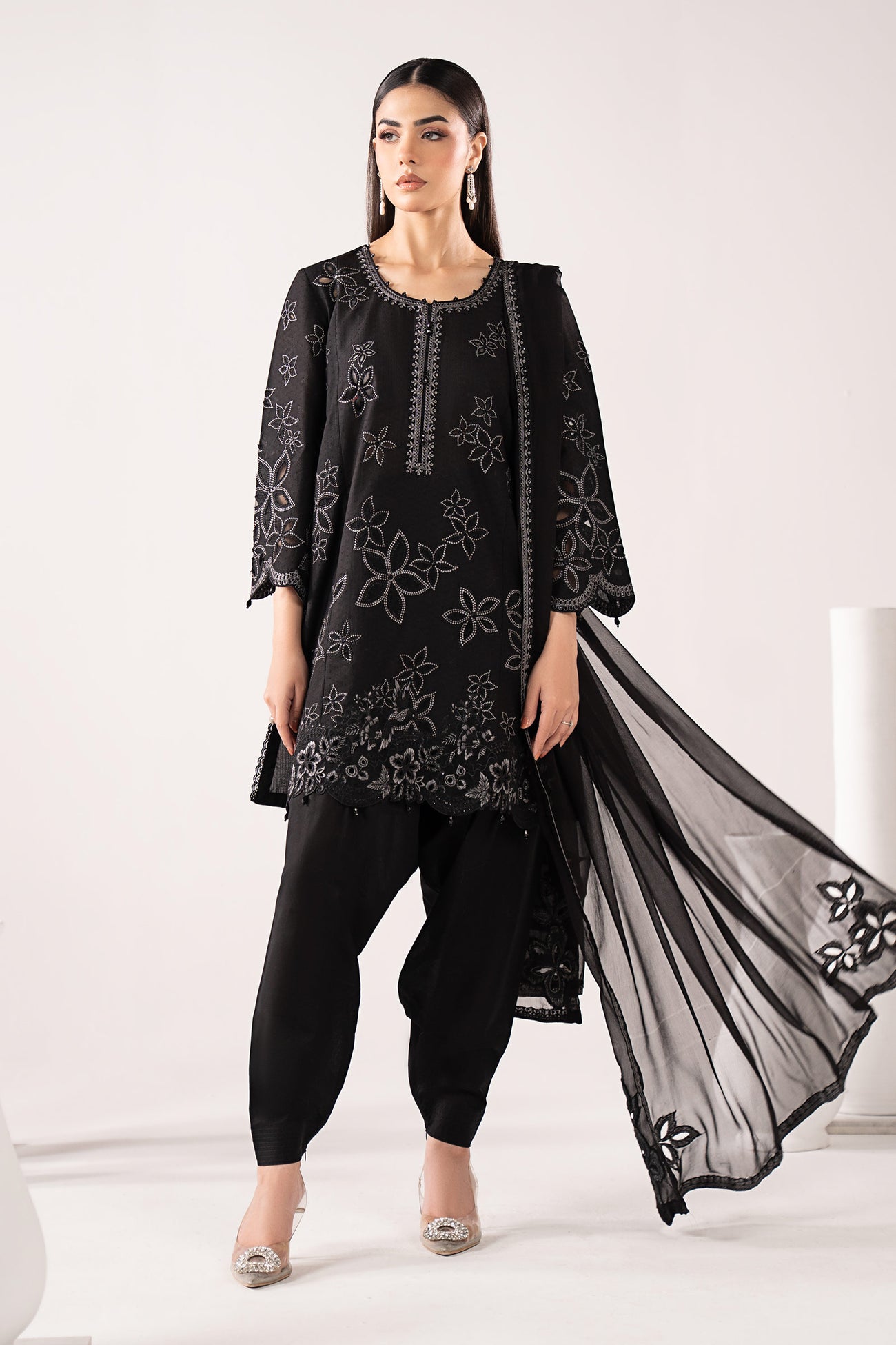 3 Piece Embroidered Dobby Lawn Suit
