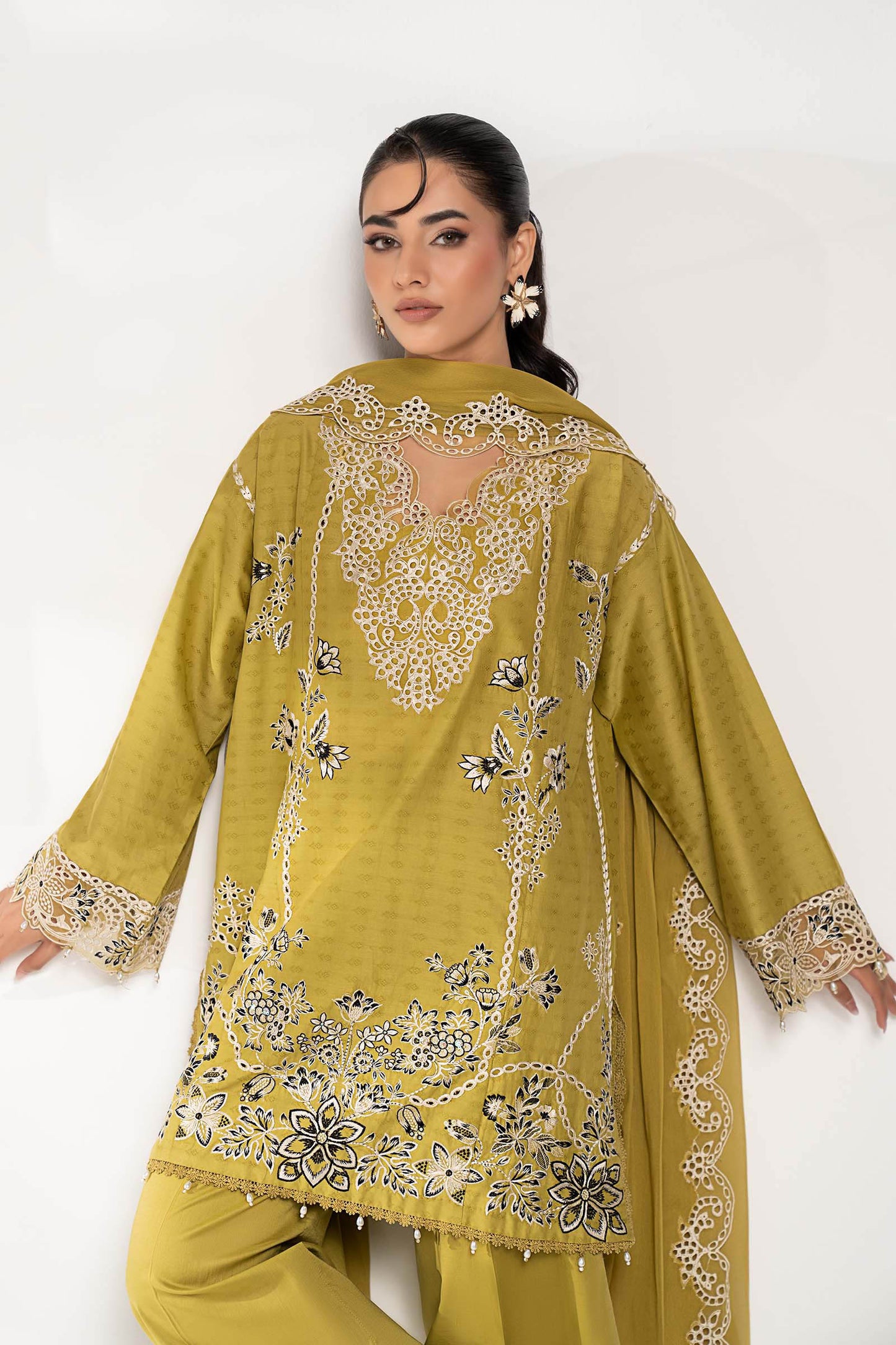 3 Piece Embroidered Dobby Lawn Suit