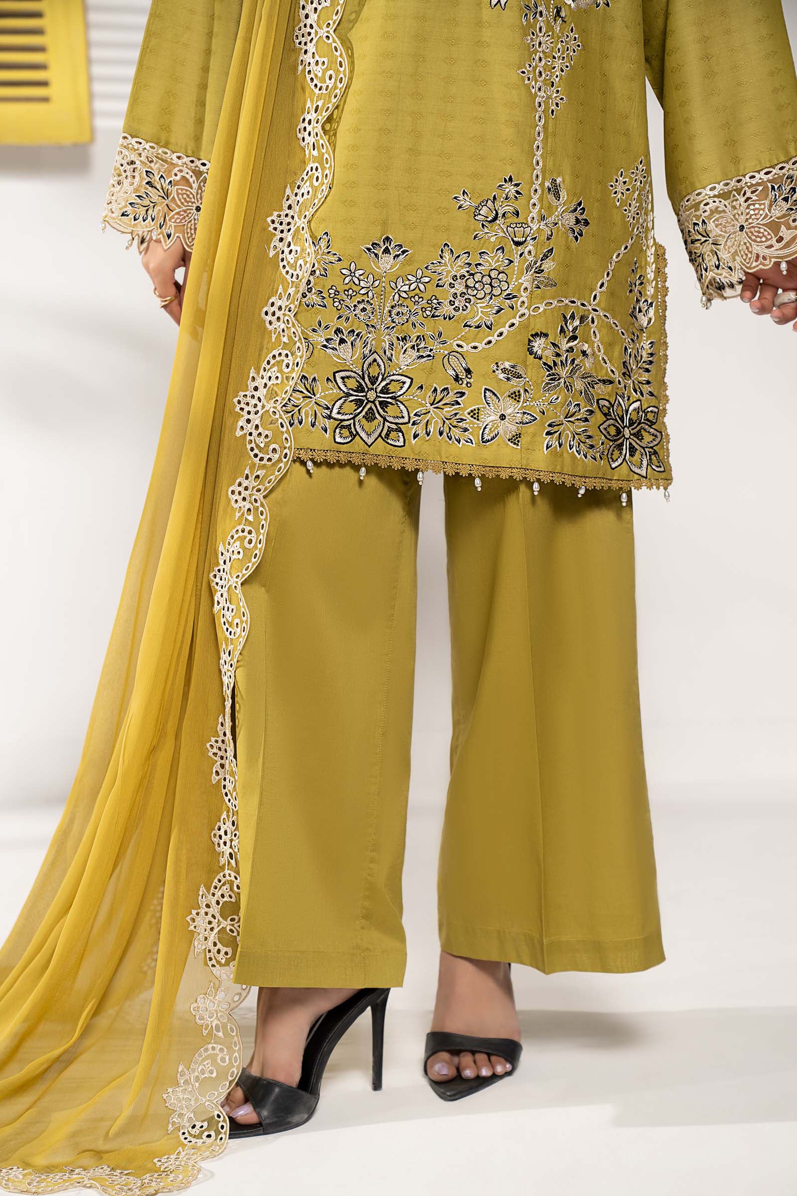 3 Piece Embroidered Dobby Lawn Suit