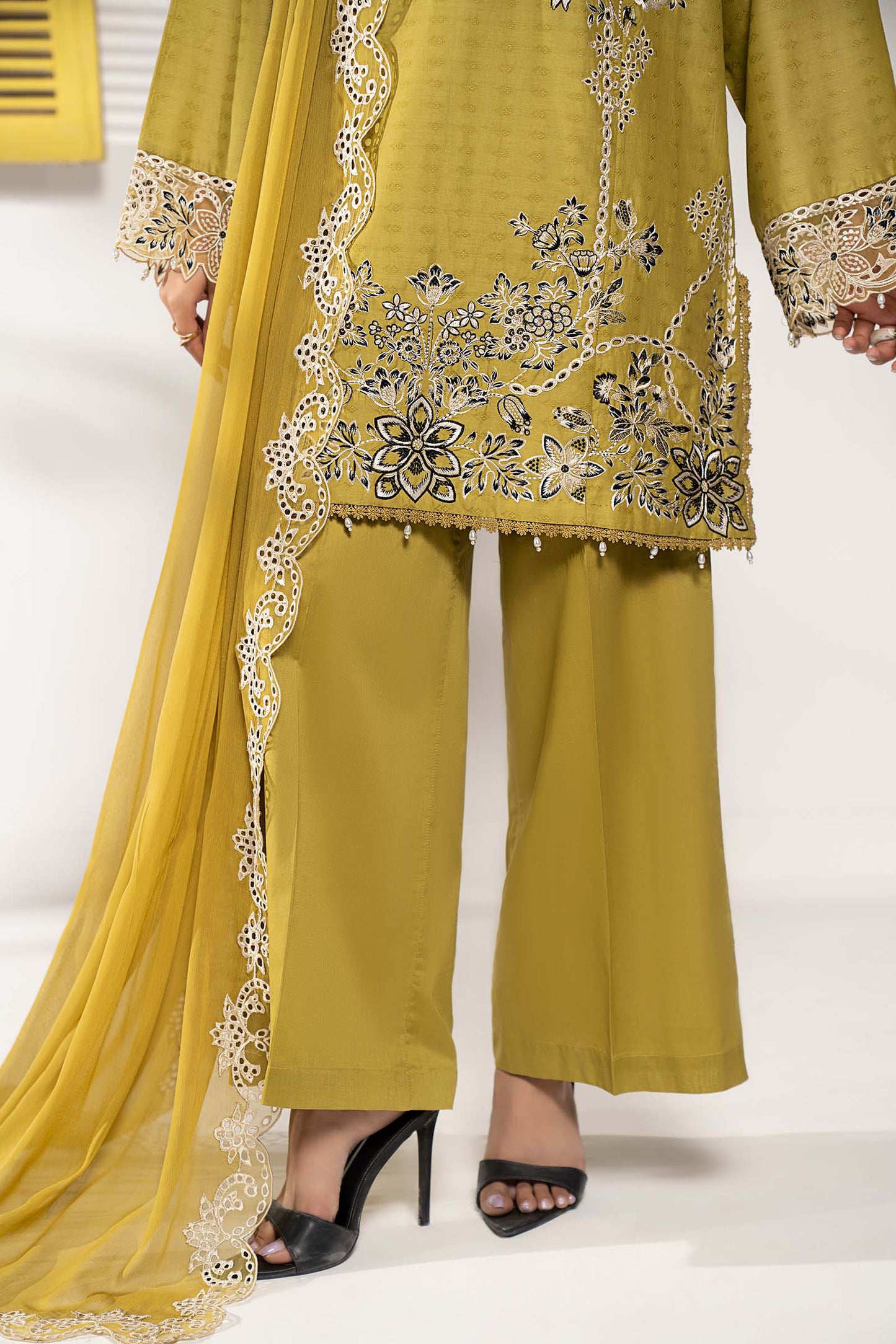 3 Piece Embroidered Dobby Lawn Suit