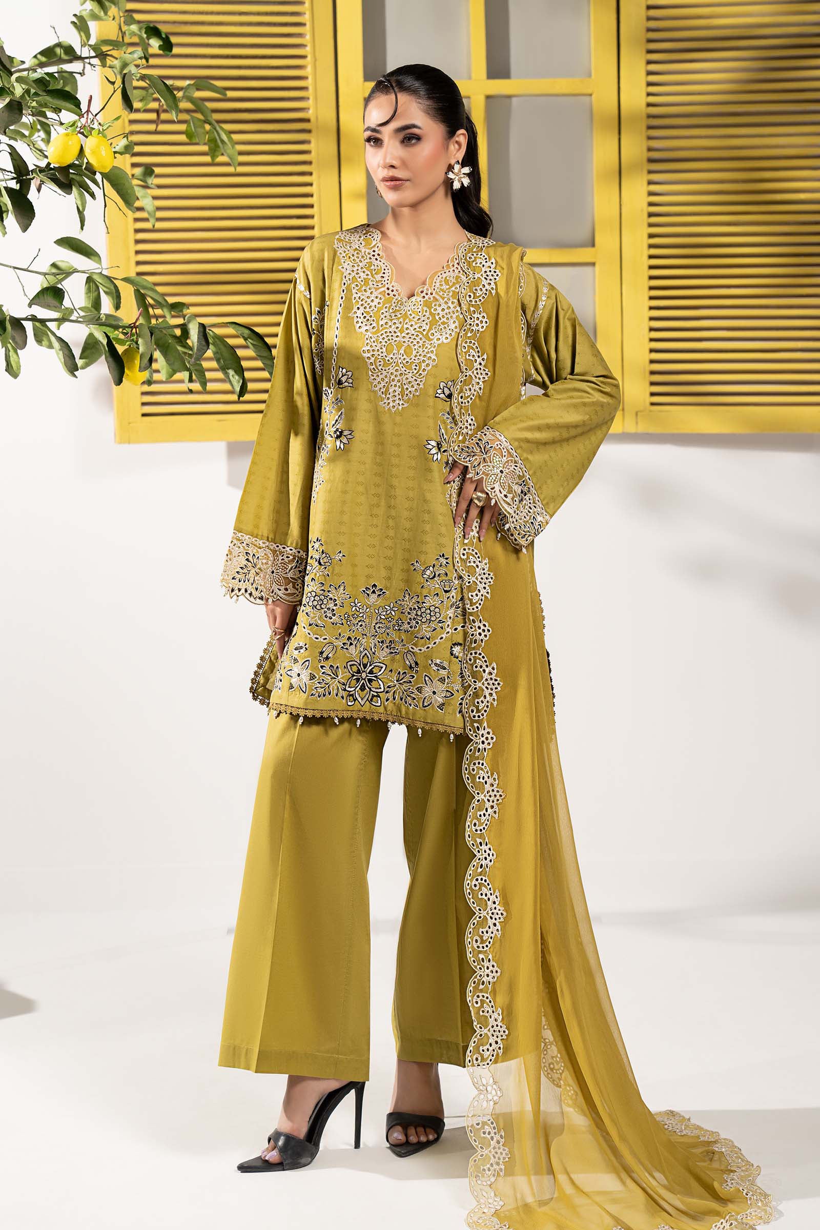 3 Piece Embroidered Dobby Lawn Suit