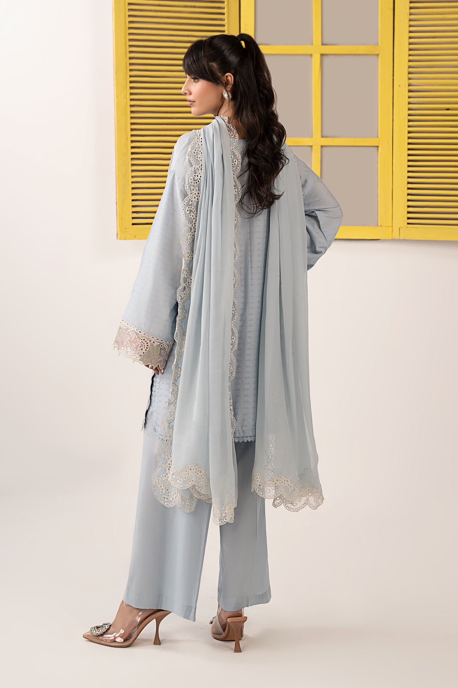 3 Piece Embroidered Dobby Lawn Suit