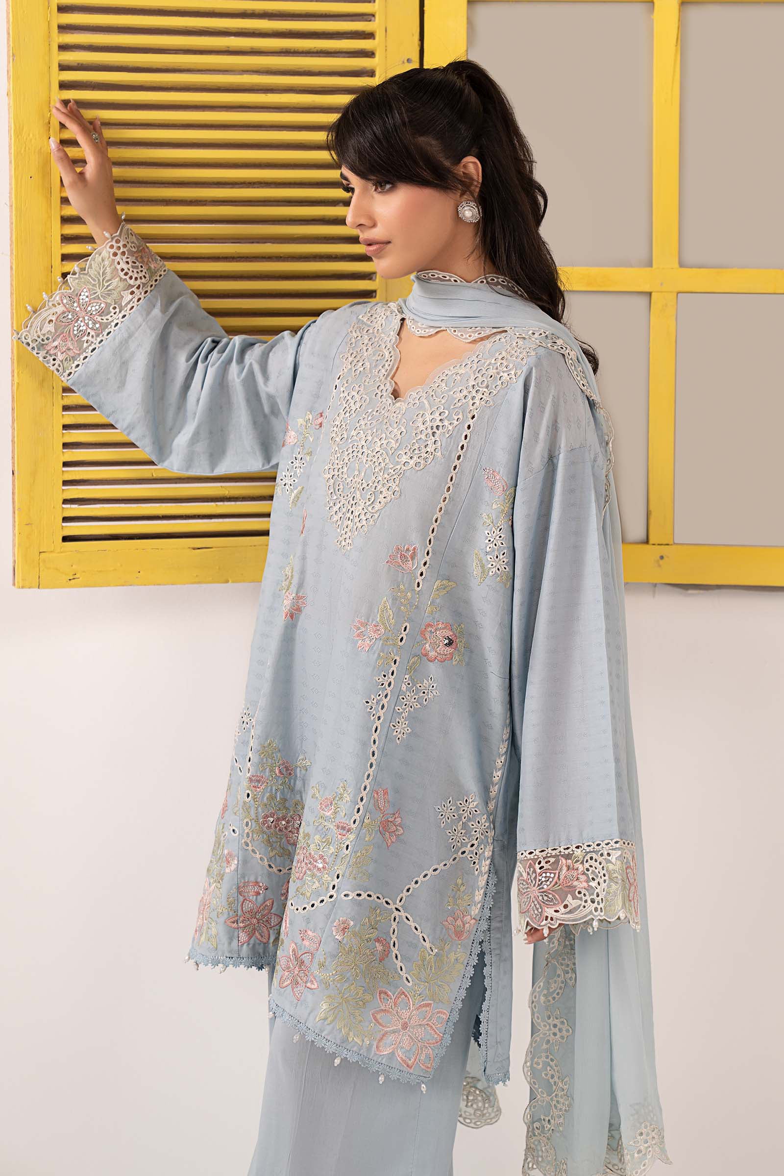 3 Piece Embroidered Dobby Lawn Suit