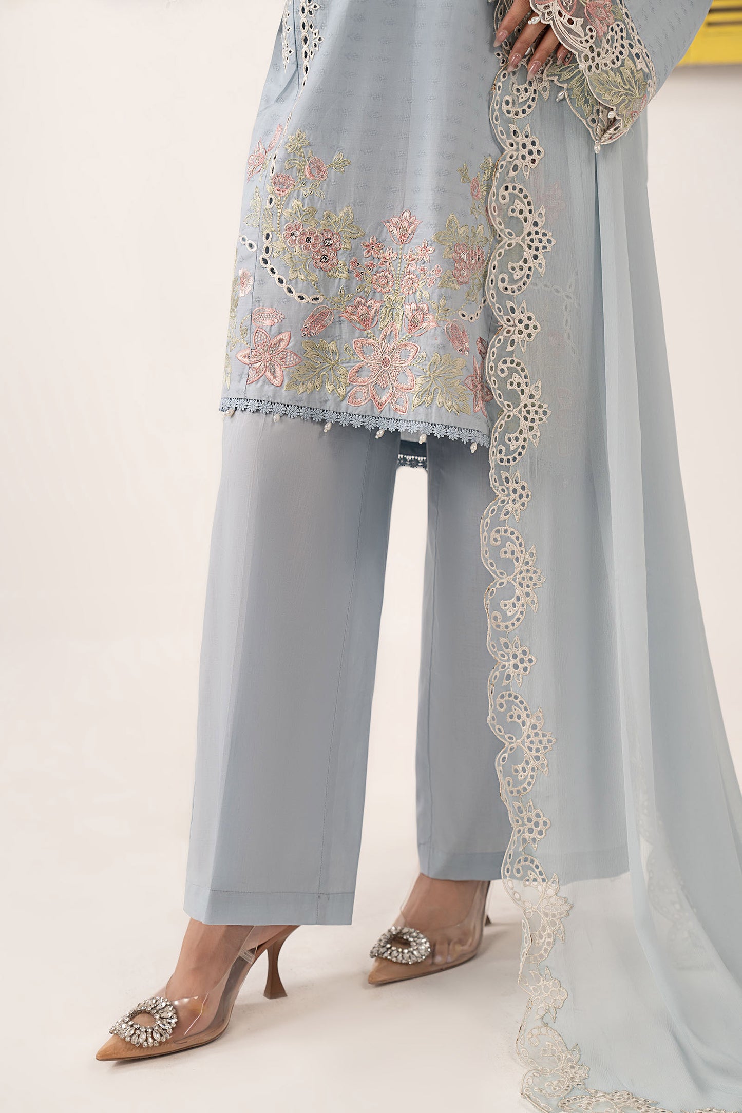 3 Piece Embroidered Dobby Lawn Suit