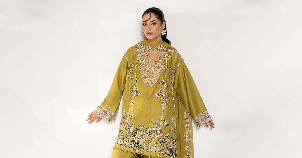 3 Piece Embroidered Dobby Lawn Suit