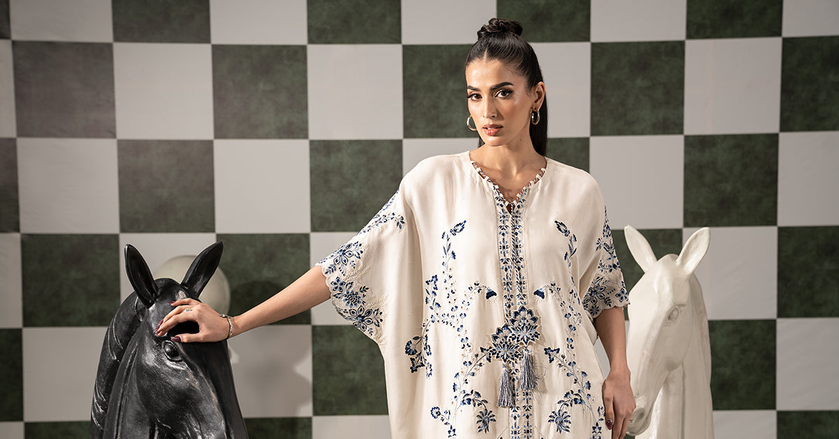 2 Piece Embroidered Raw Silk Suit